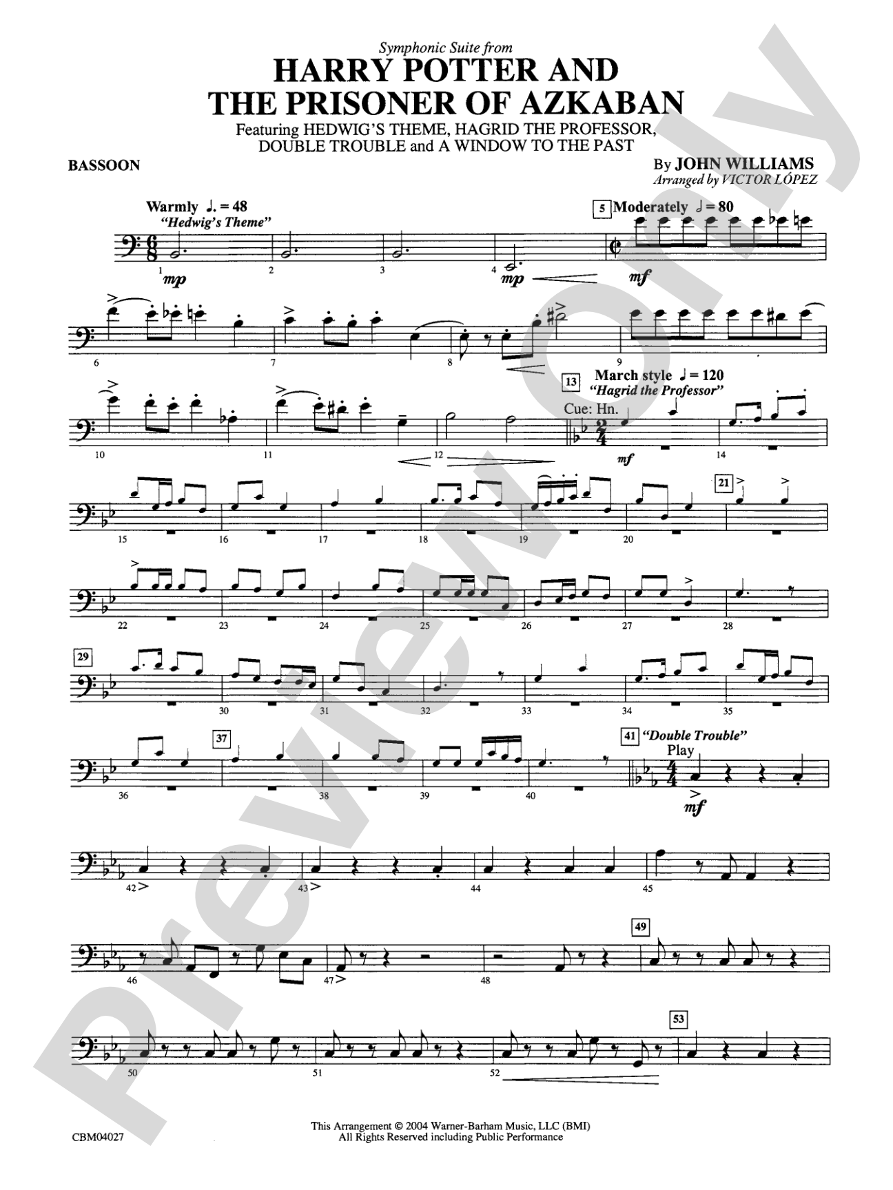 Harry Potter and the Prisoner of Azkaban, Symphonic Suite from: Bassoon