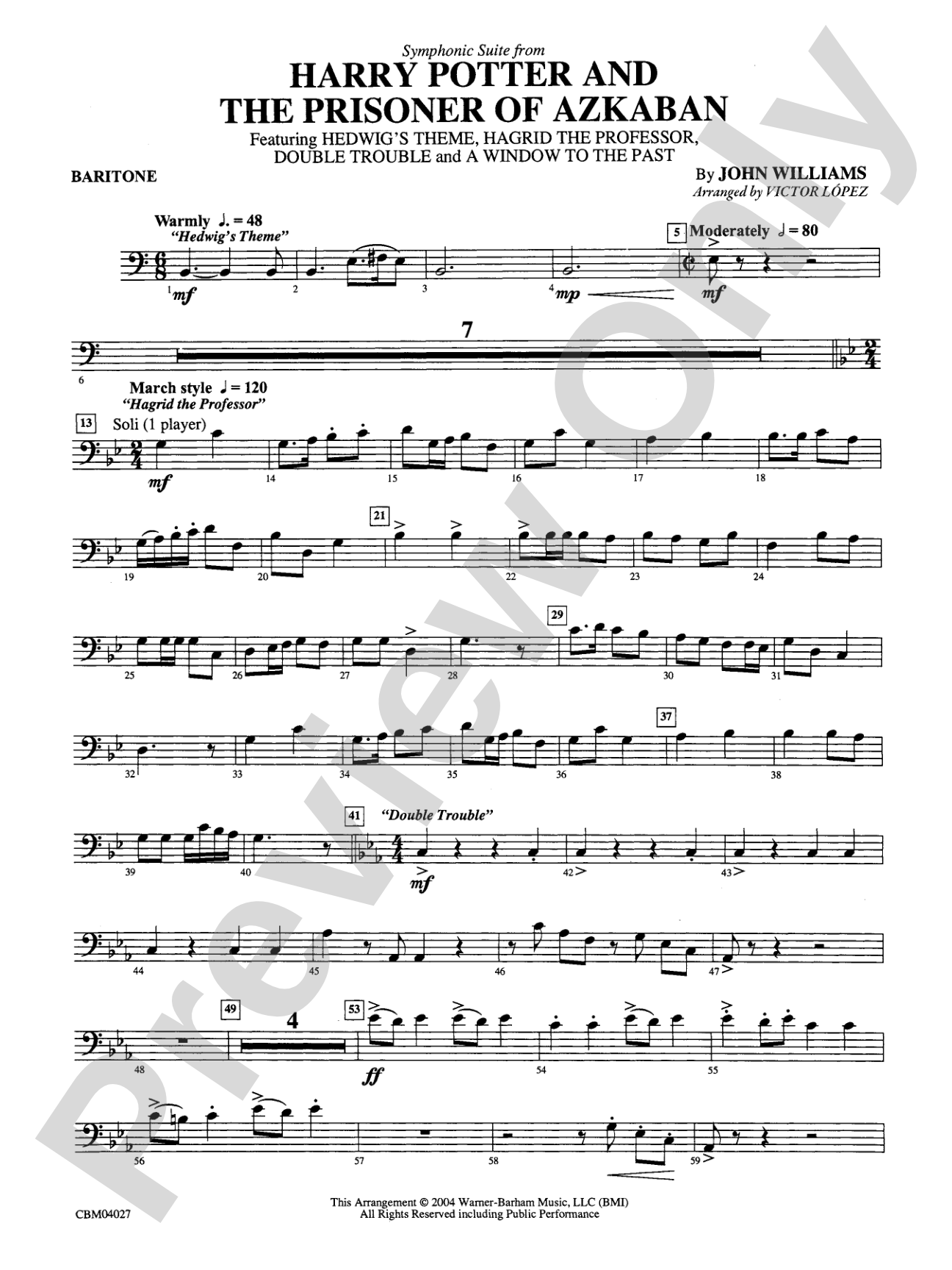 Harry Potter and the Prisoner of Azkaban, Symphonic Suite from: Baritone B.C.