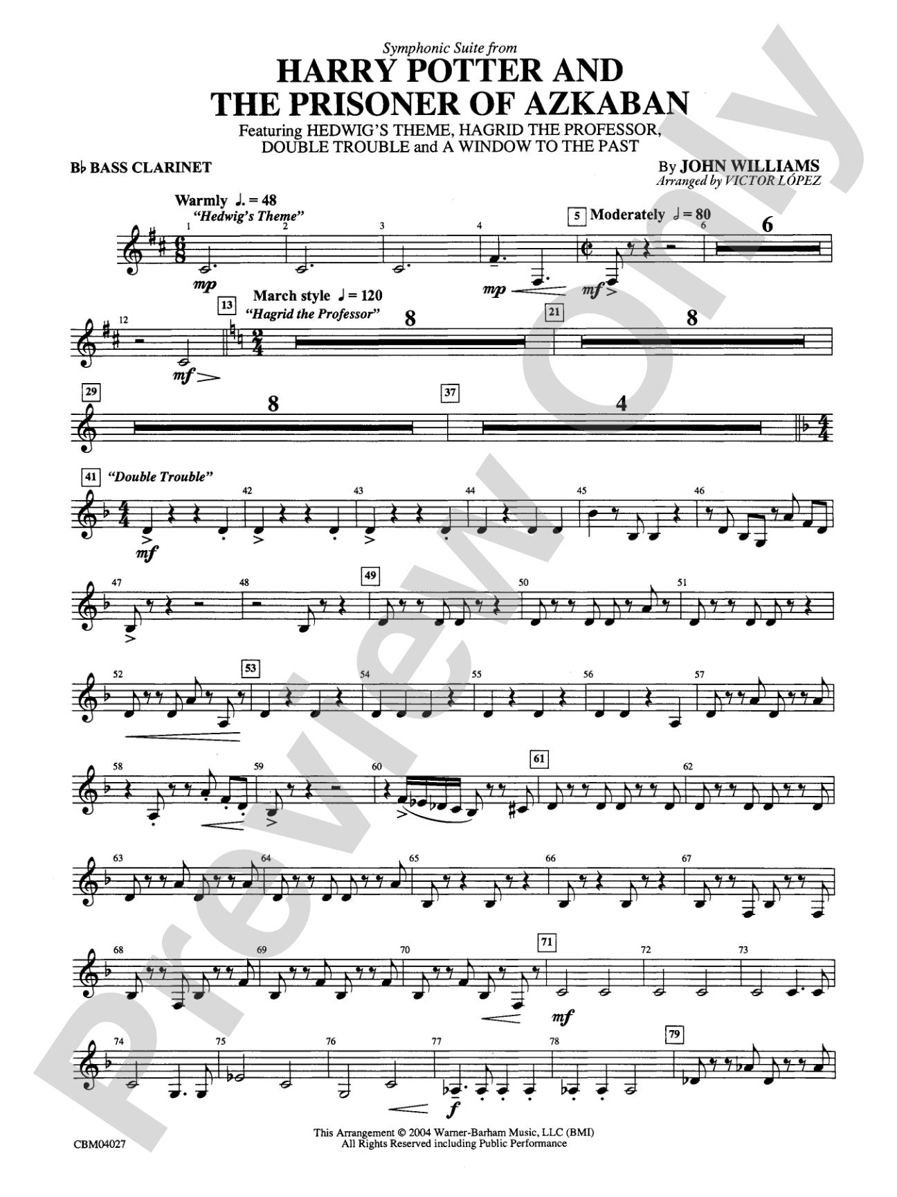 Harry Potter and the Prisoner of Azkaban, Symphonic Suite from: B-flat Bass Clarinet