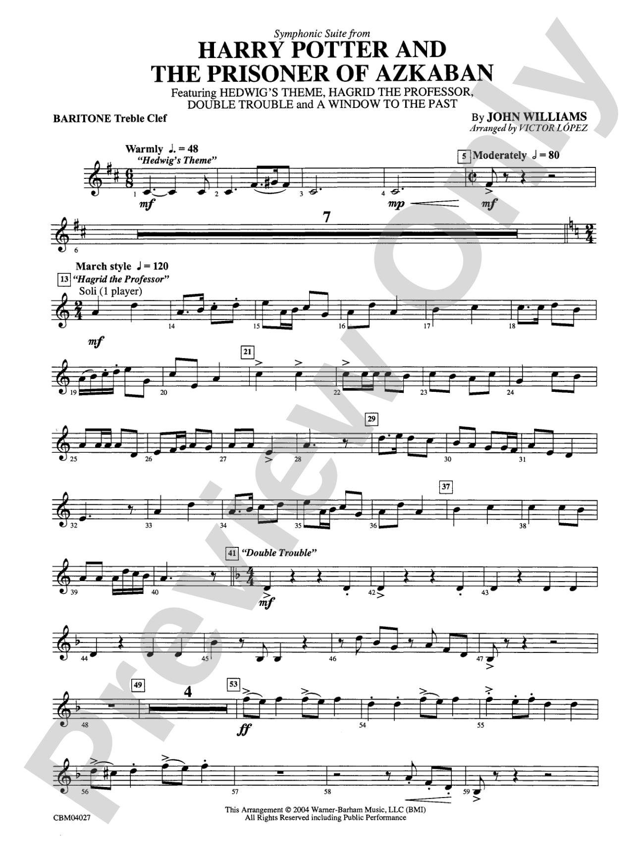 Harry Potter and the Prisoner of Azkaban, Symphonic Suite from: Baritone T.C.