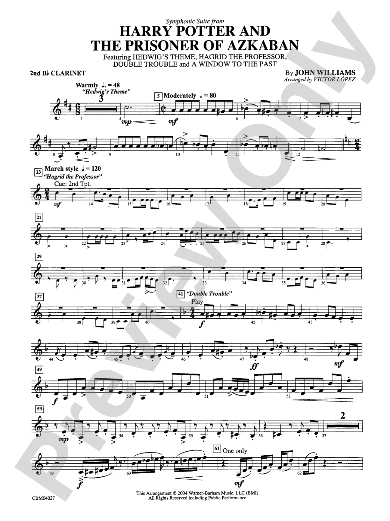 Harry Potter and the Prisoner of Azkaban, Symphonic Suite from: 2nd B-flat Clarinet