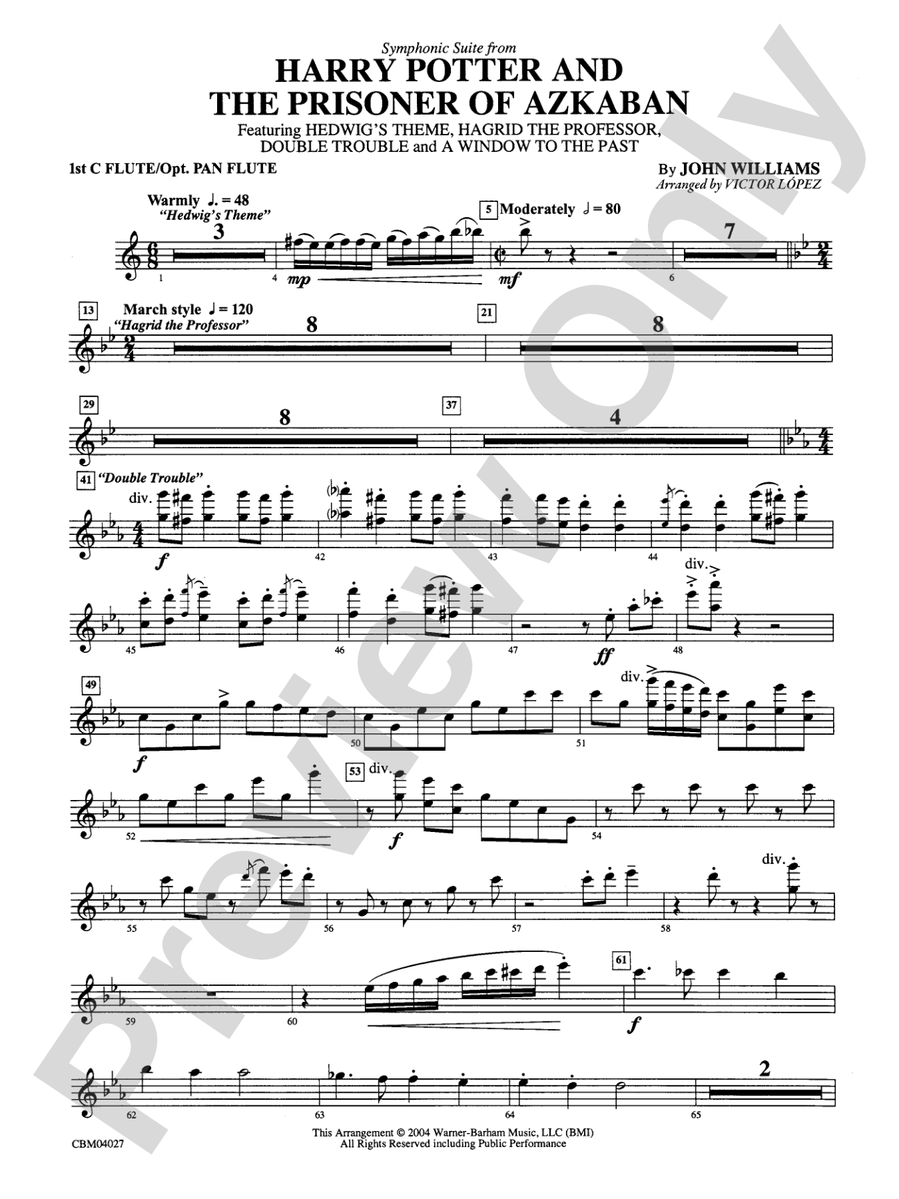 Harry Potter and the Prisoner of Azkaban, Symphonic Suite from: Flute