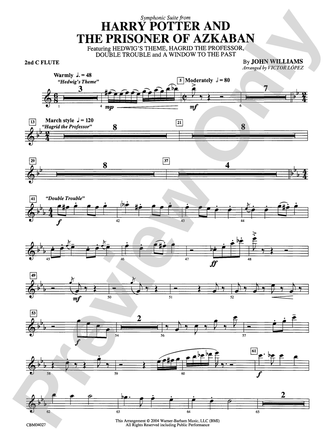 Harry Potter and the Prisoner of Azkaban, Symphonic Suite from: 2nd Flute