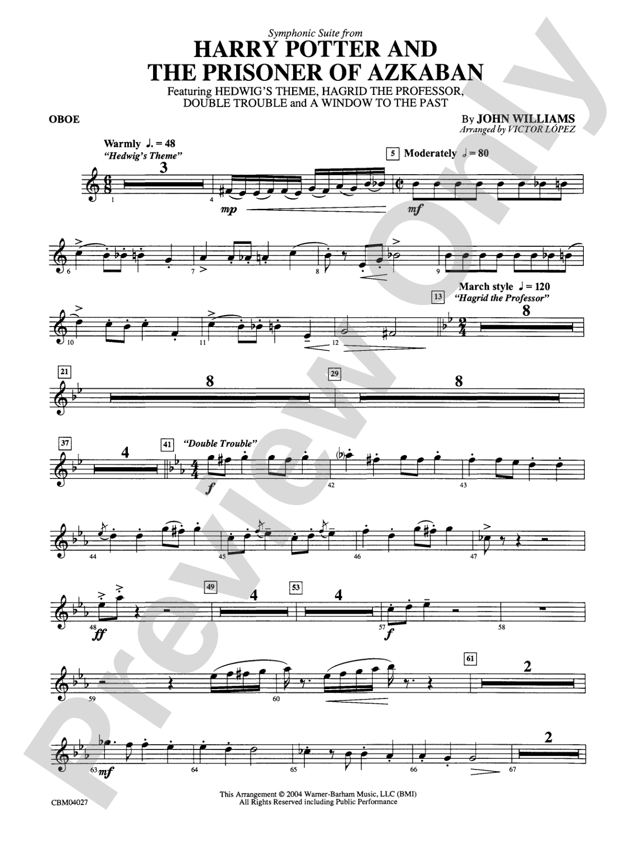 Harry Potter and the Prisoner of Azkaban, Symphonic Suite from: Oboe