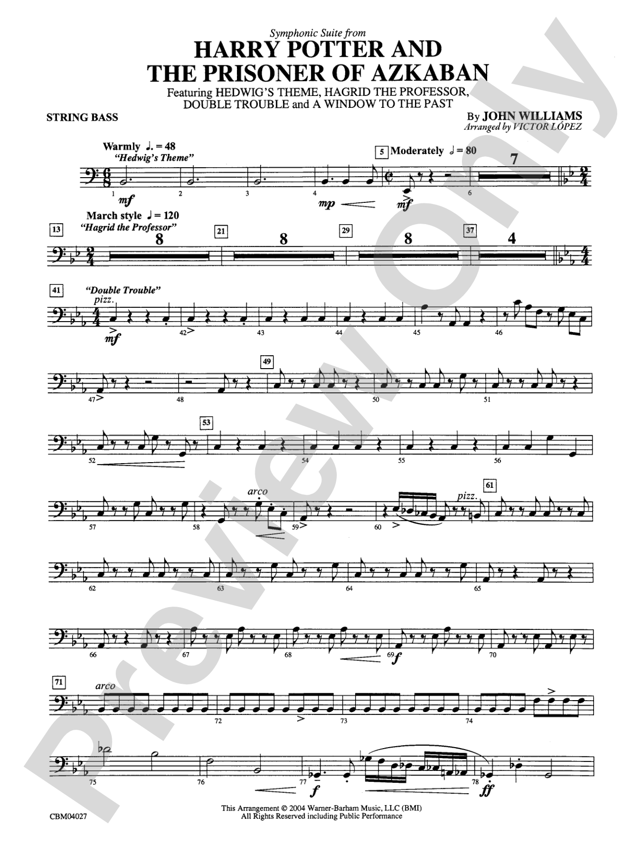 Harry Potter and the Prisoner of Azkaban, Symphonic Suite from: String Bass