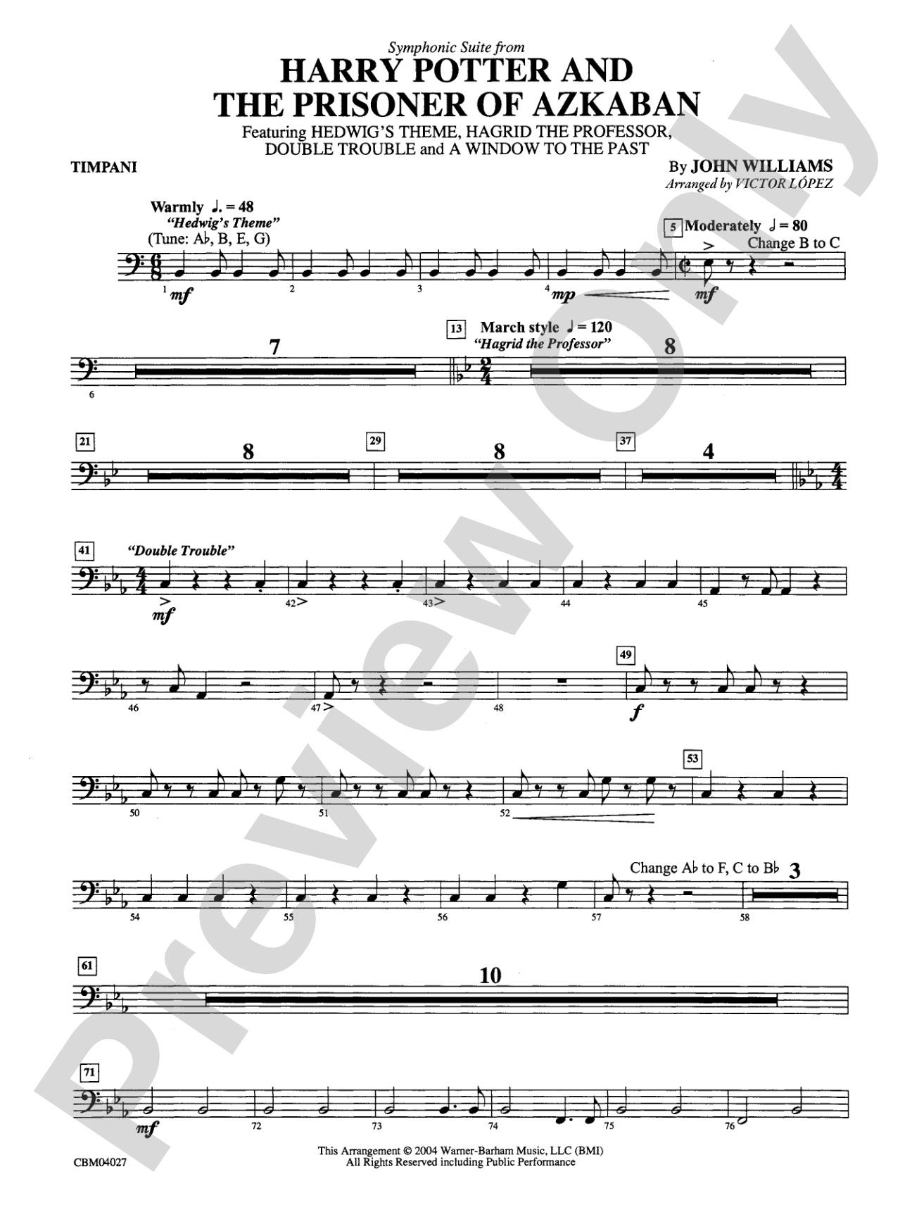 Harry Potter and the Prisoner of Azkaban, Symphonic Suite from: Timpani