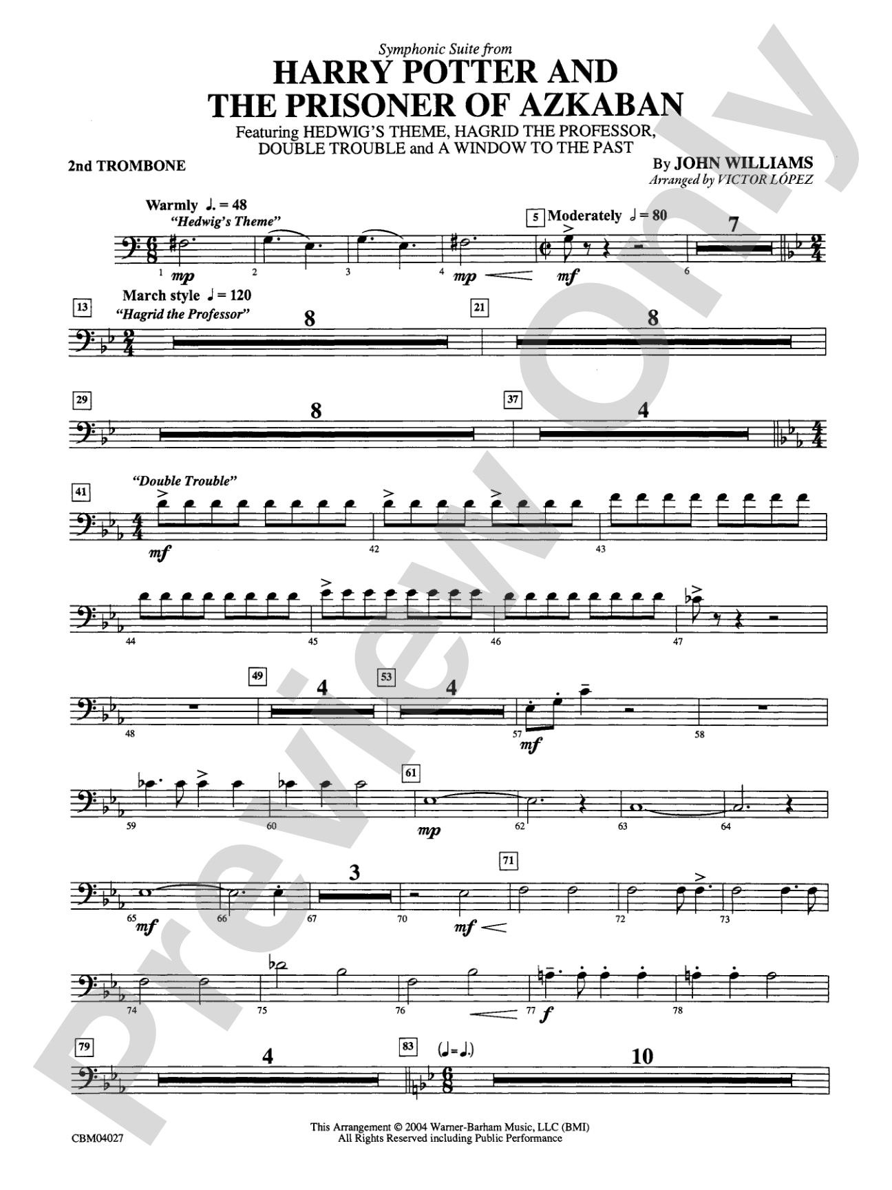 Harry Potter and the Prisoner of Azkaban, Symphonic Suite from: 2nd Trombone