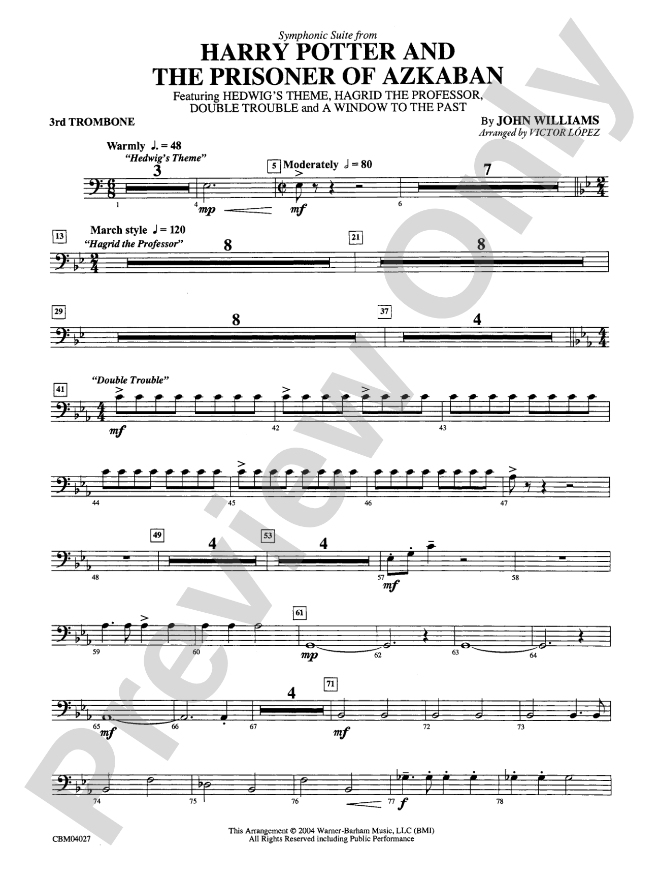 Harry Potter and the Prisoner of Azkaban, Symphonic Suite from: 3rd Trombone
