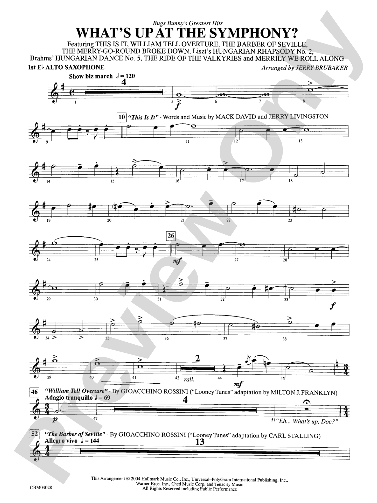 What's Up at the Symphony? Bugs Bunny's Greatest Hits (Medley): E-flat Alto Saxophone