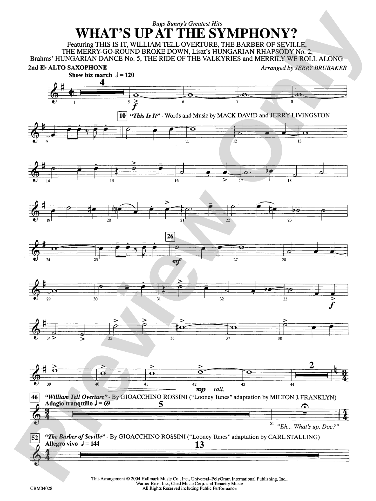 What's Up at the Symphony? Bugs Bunny's Greatest Hits (Medley): 2nd E-flat Alto Saxophone