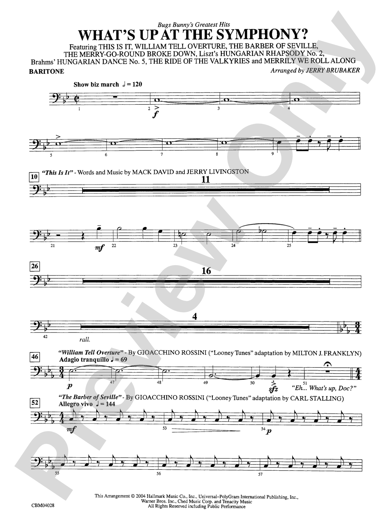 What's Up at the Symphony? Bugs Bunny's Greatest Hits (Medley): Baritone B.C.