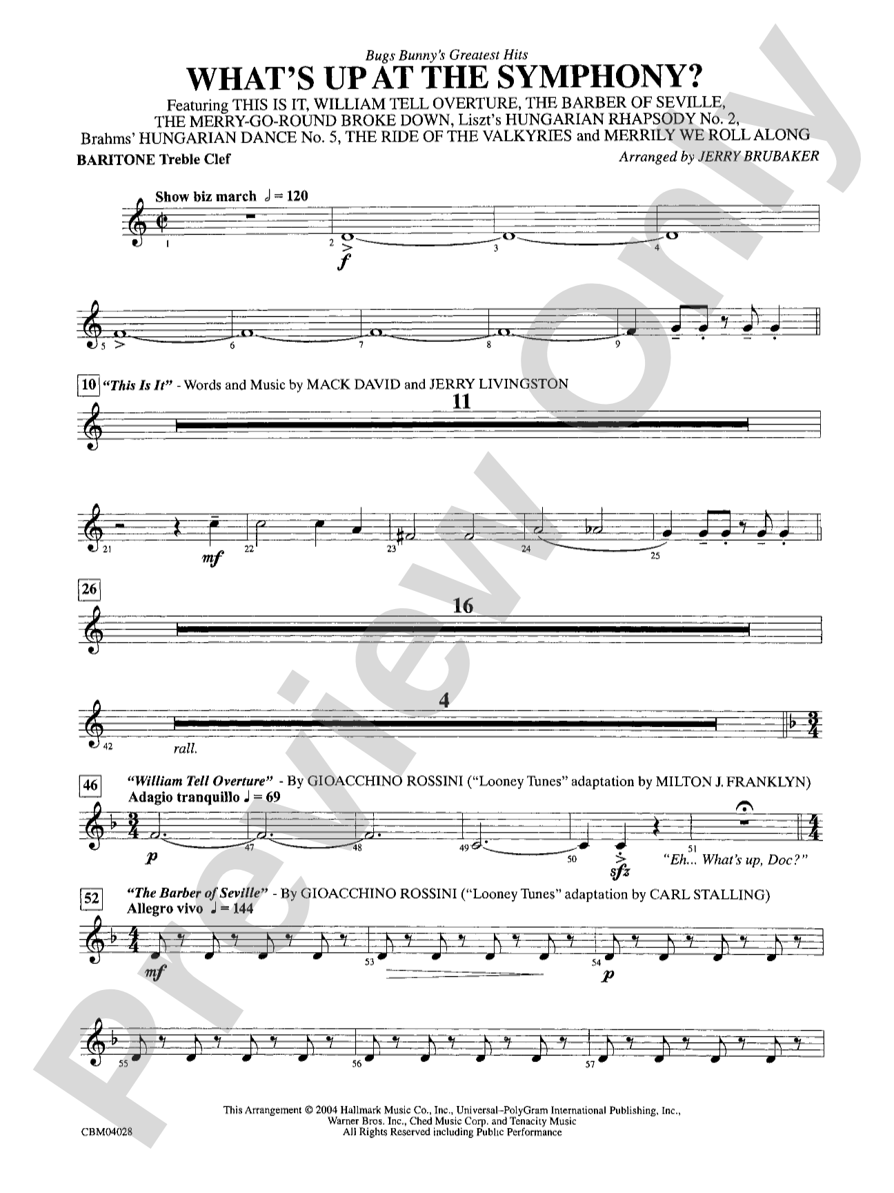 What's Up at the Symphony? Bugs Bunny's Greatest Hits (Medley): Baritone T.C.