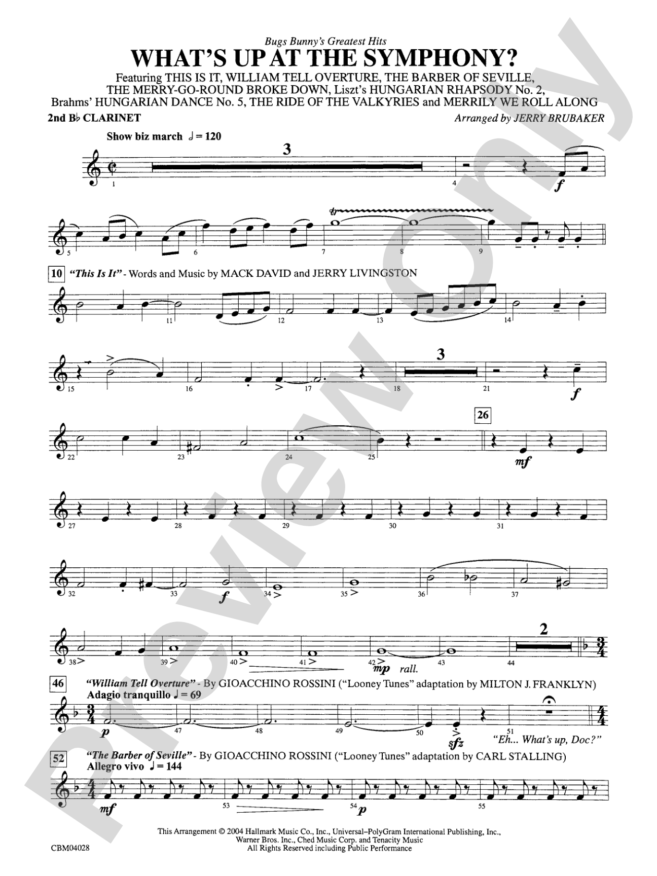 What's Up at the Symphony? Bugs Bunny's Greatest Hits (Medley): 2nd B-flat Clarinet