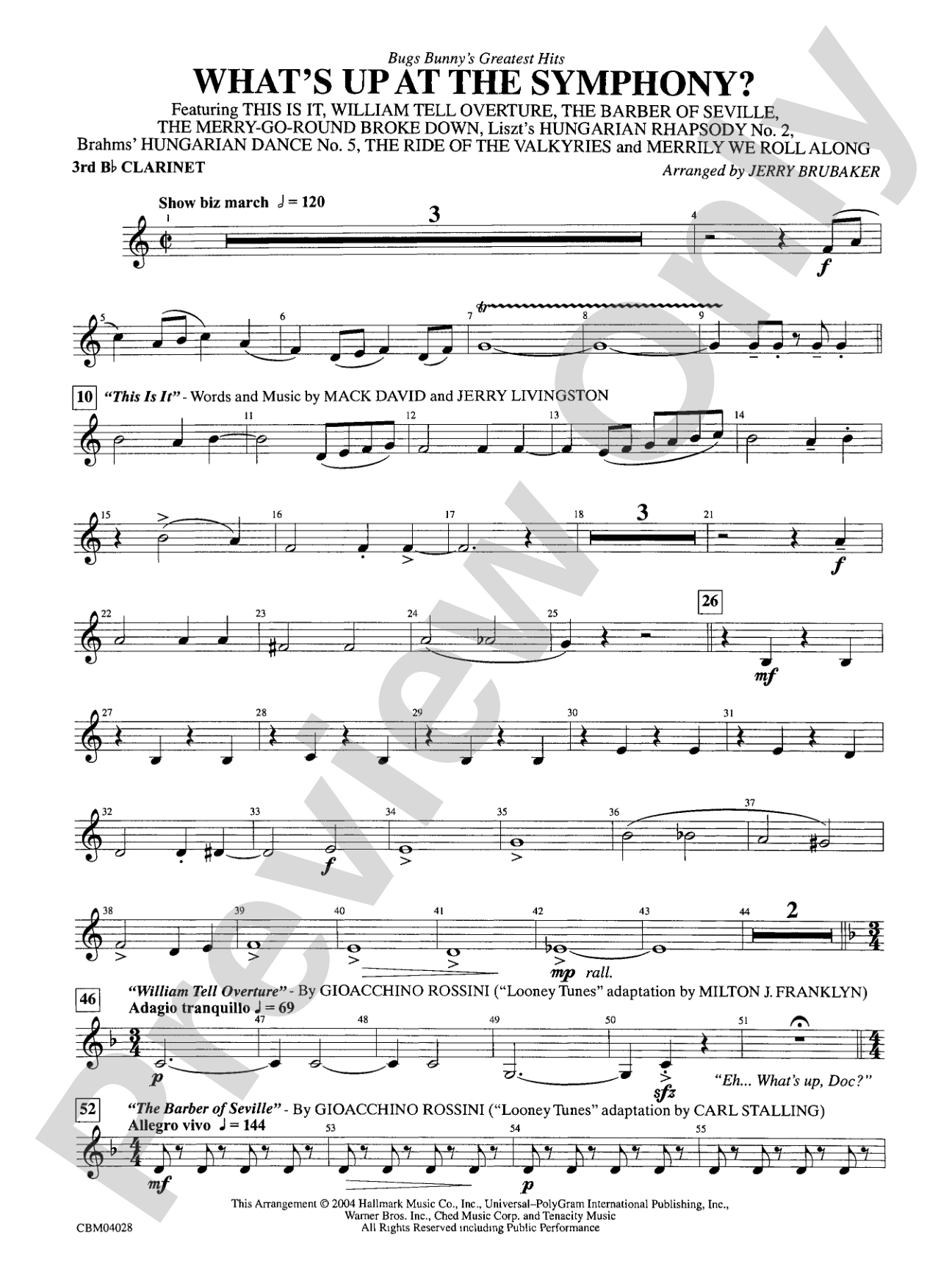 What's Up at the Symphony? Bugs Bunny's Greatest Hits (Medley): 3rd B-flat Clarinet