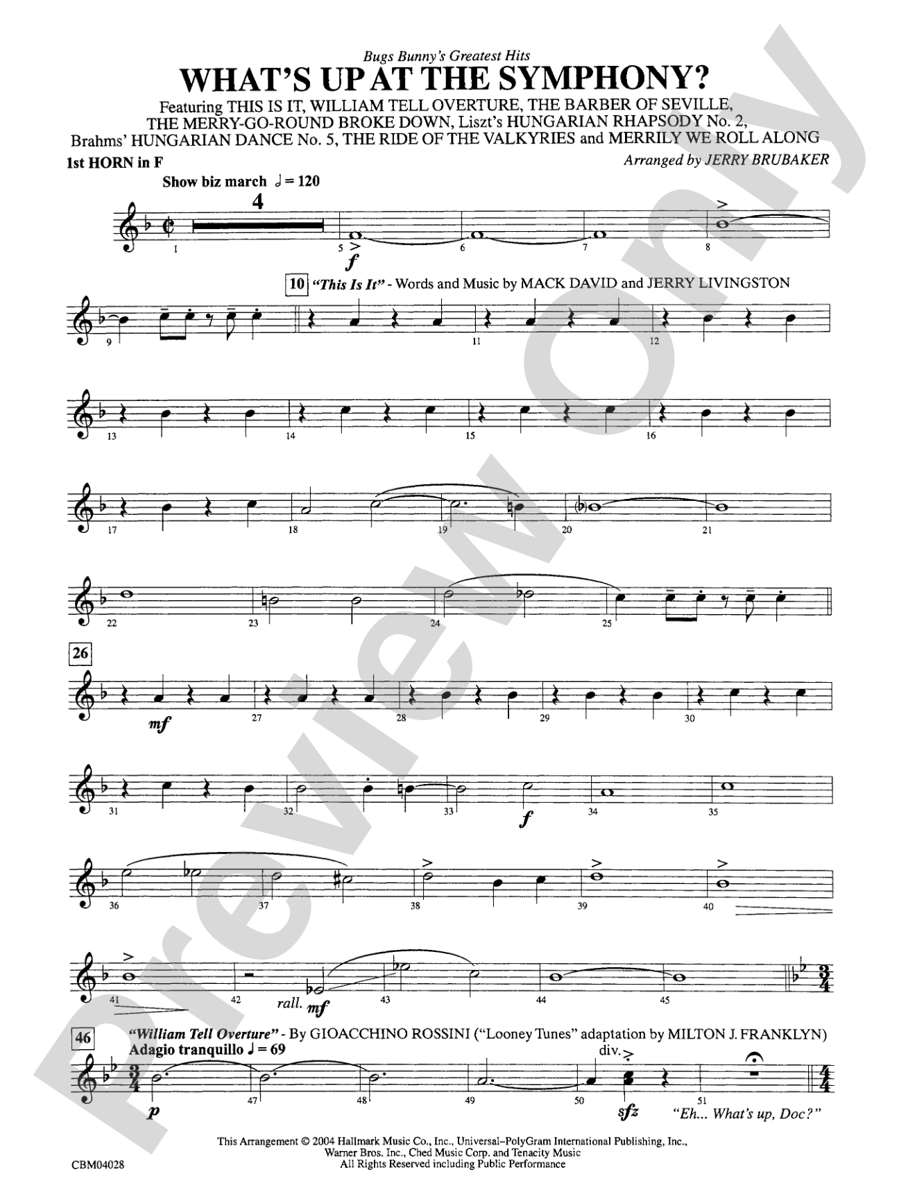 What's Up at the Symphony? Bugs Bunny's Greatest Hits (Medley): 1st F Horn