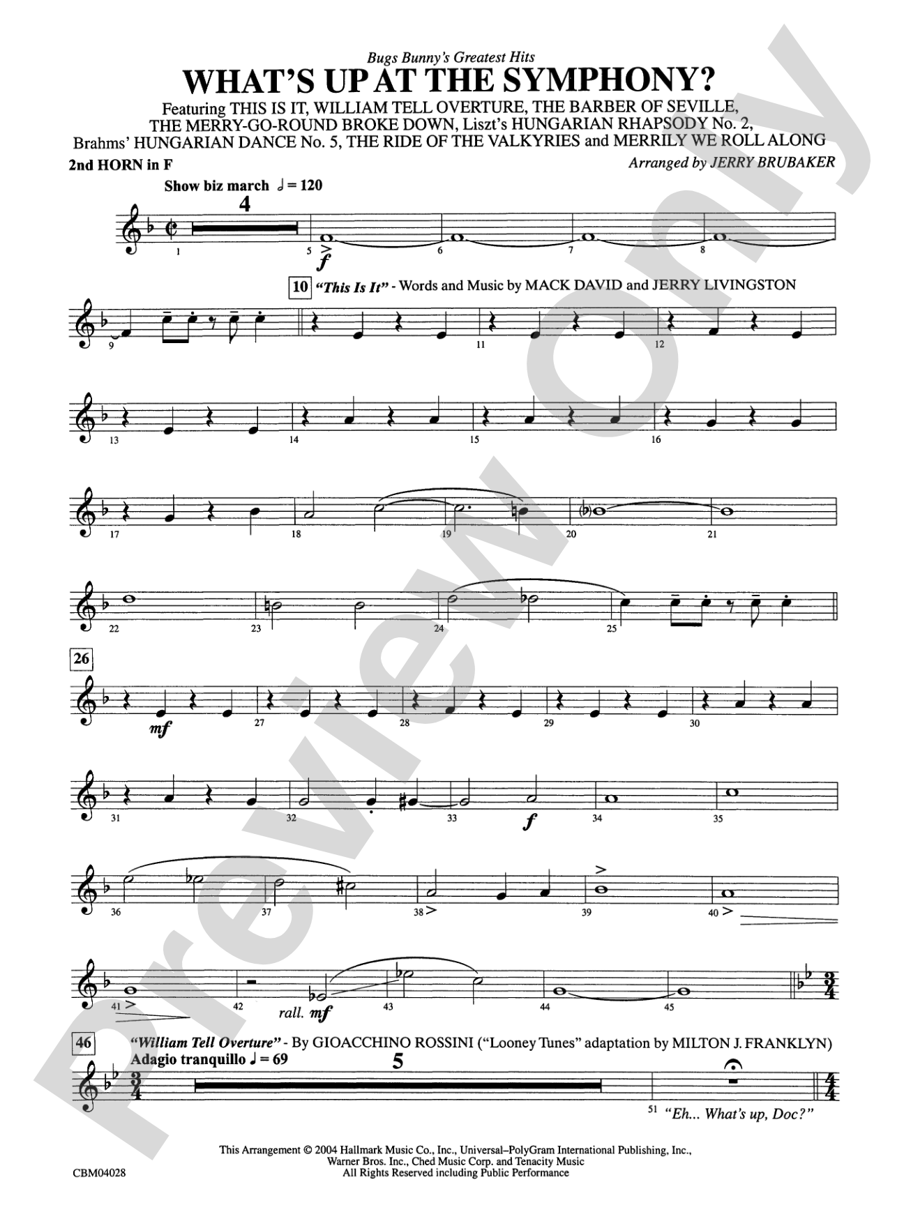 What's Up at the Symphony? Bugs Bunny's Greatest Hits (Medley): 2nd F Horn