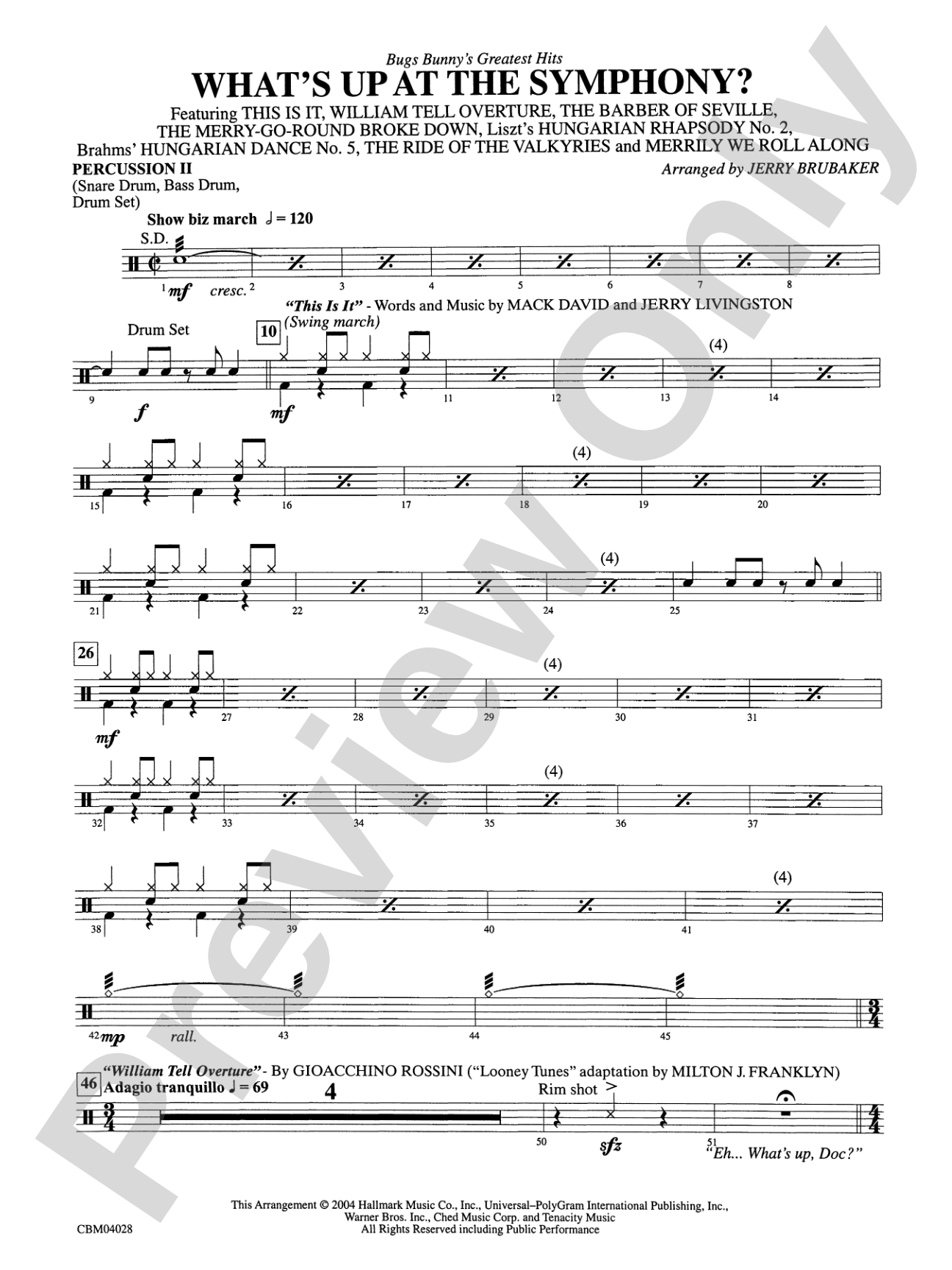 What's Up at the Symphony? Bugs Bunny's Greatest Hits (Medley): 2nd Percussion