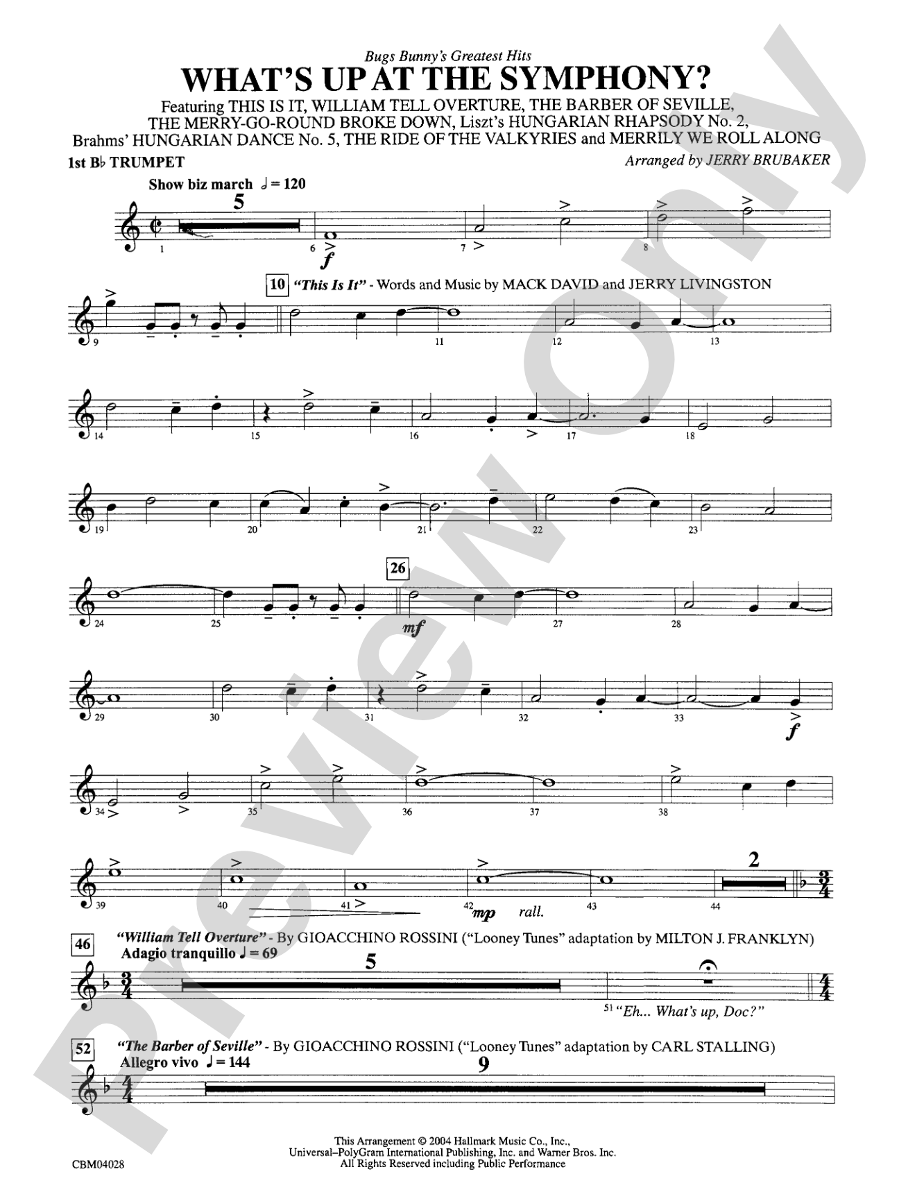 What's Up at the Symphony? Bugs Bunny's Greatest Hits (Medley): 1st B-flat Trumpet