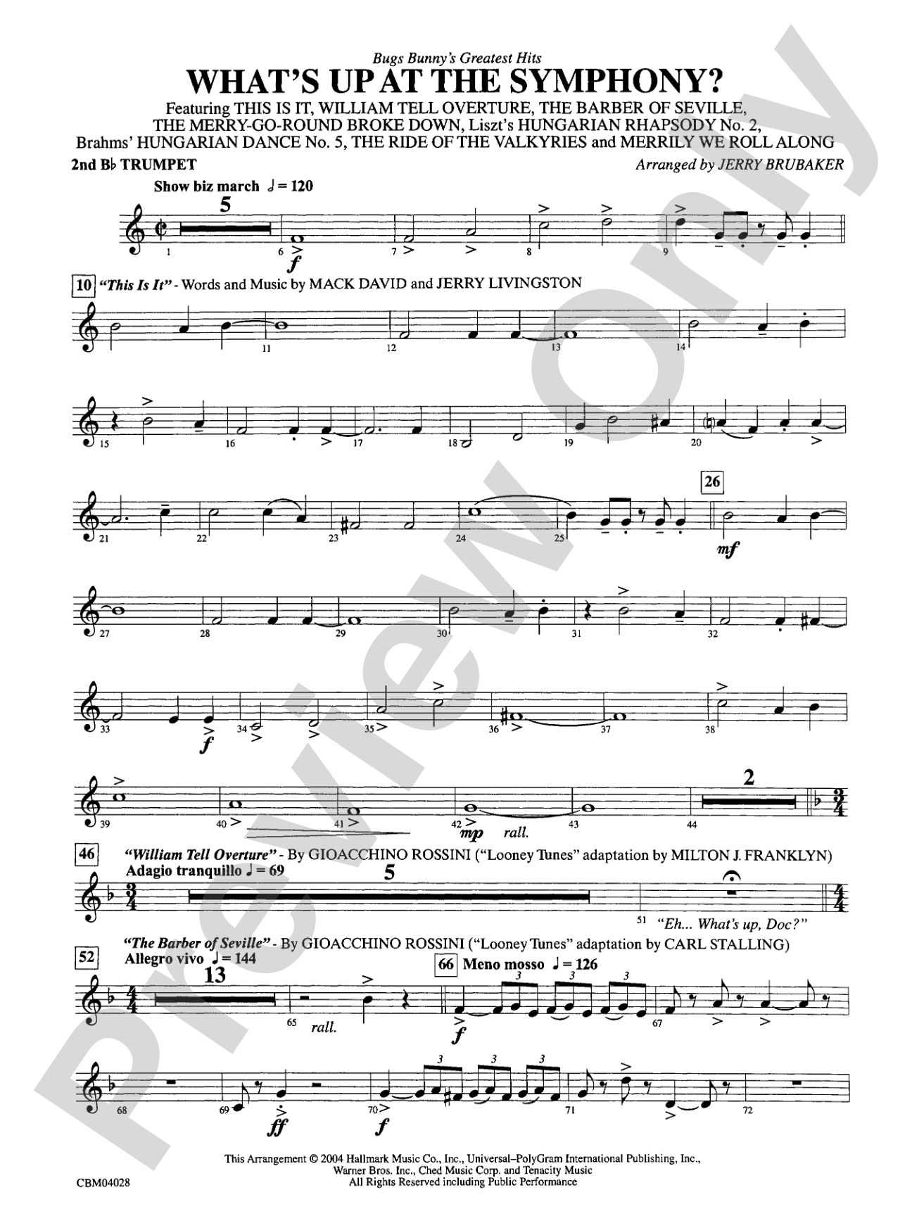 What's Up at the Symphony? Bugs Bunny's Greatest Hits (Medley): 2nd B-flat Trumpet