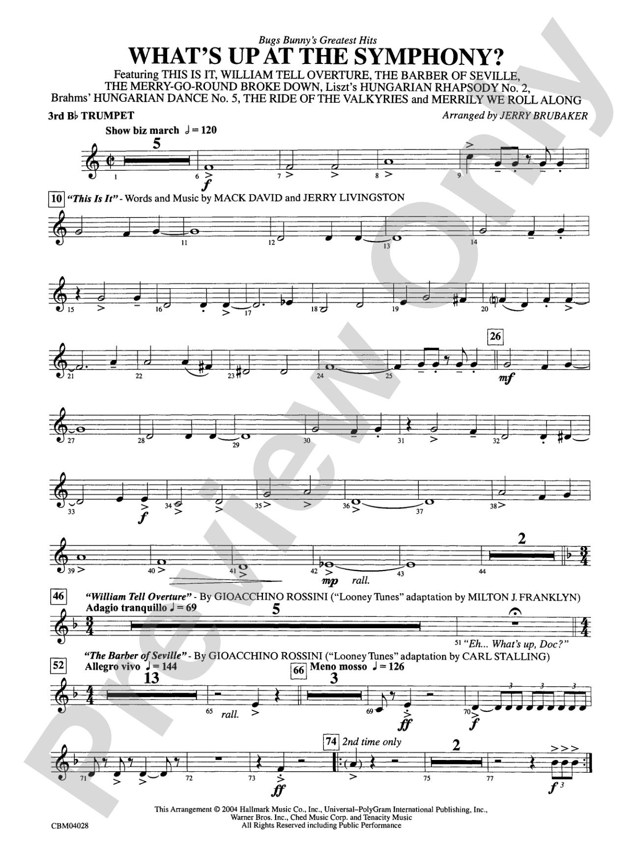 What's Up at the Symphony? Bugs Bunny's Greatest Hits (Medley): 3rd B-flat Trumpet