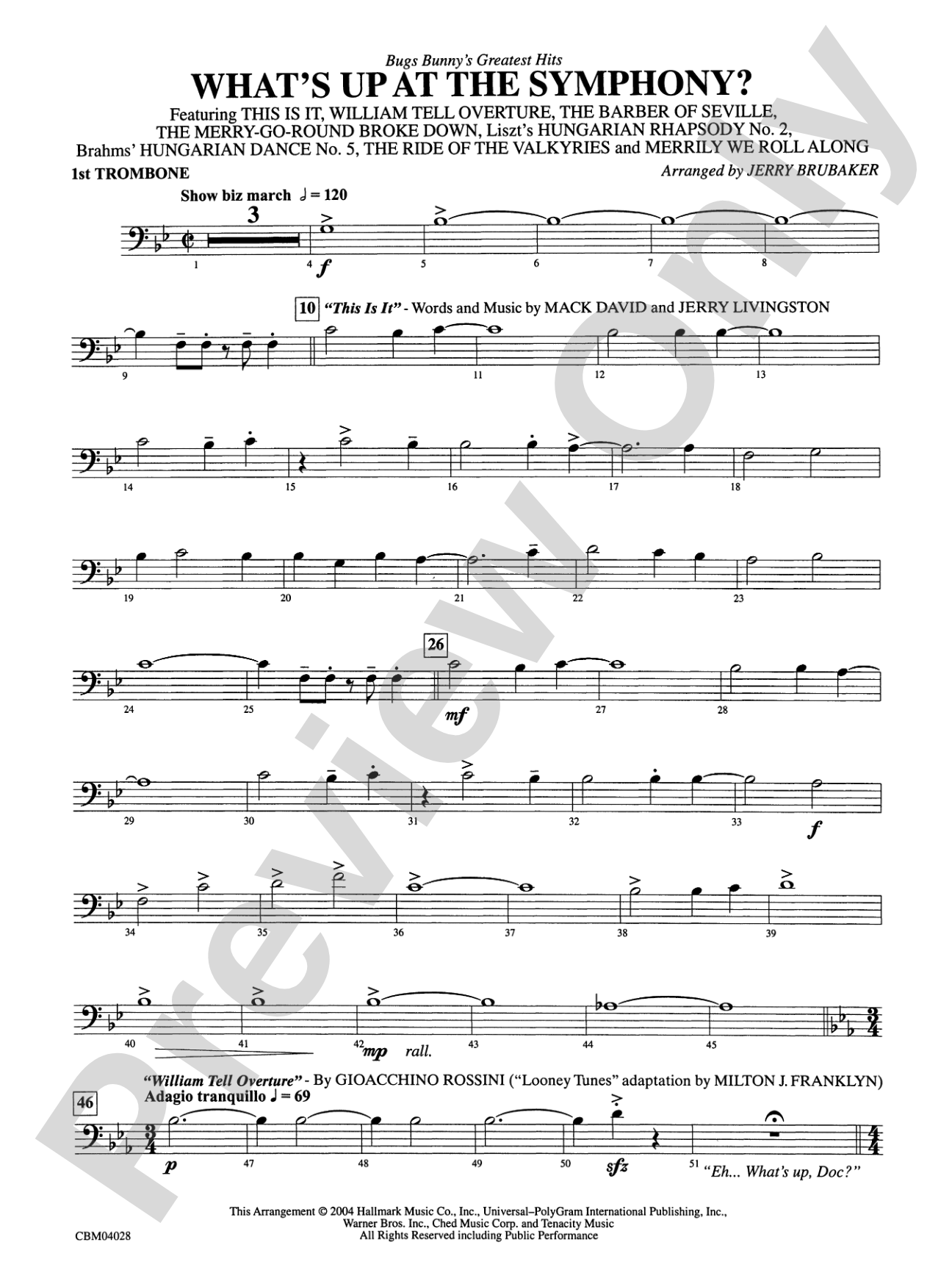 What's Up at the Symphony? Bugs Bunny's Greatest Hits (Medley): 1st Trombone