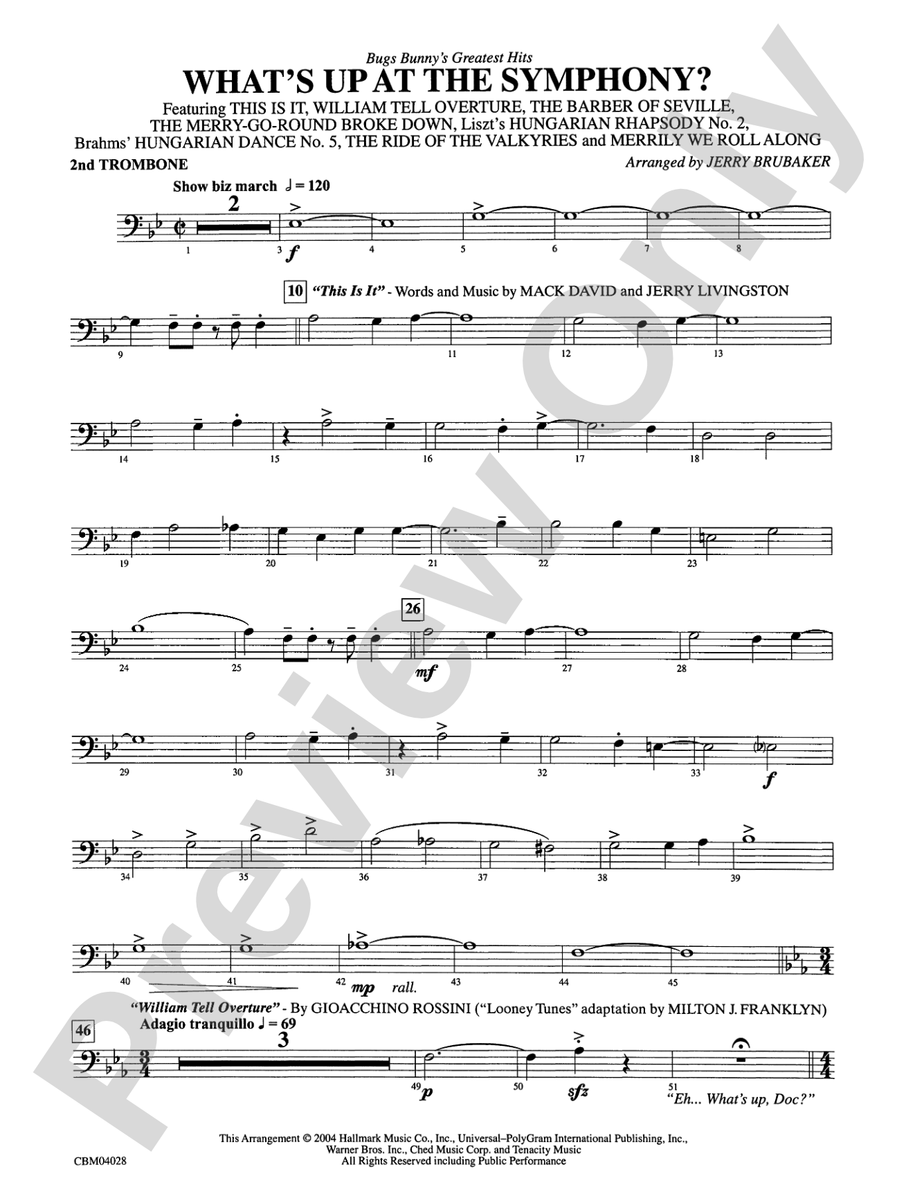 What's Up at the Symphony? Bugs Bunny's Greatest Hits (Medley): 2nd Trombone