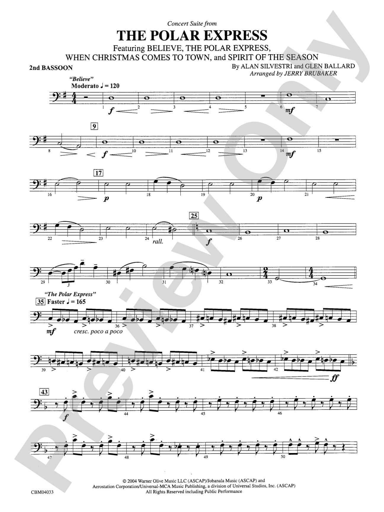The Polar Express, Concert Suite from: 2nd Bassoon