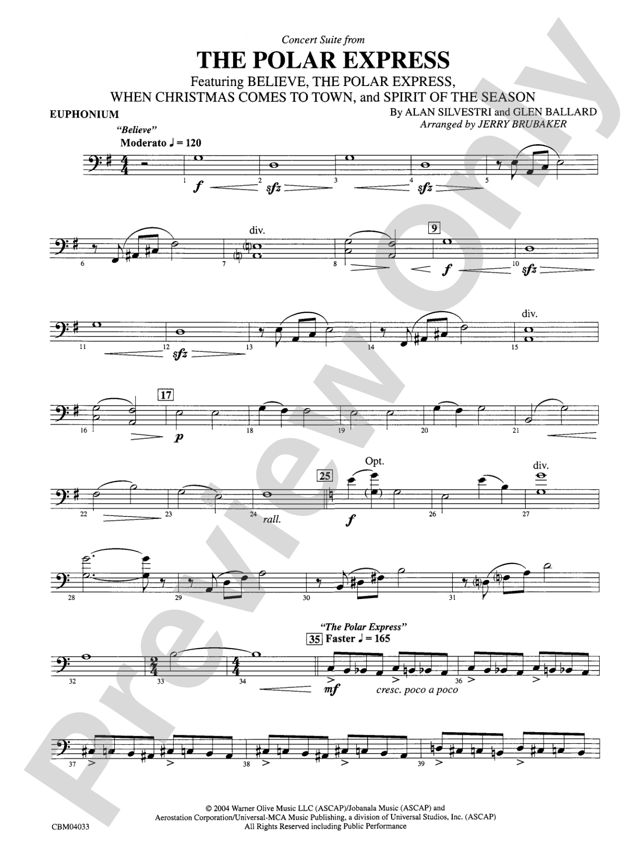 The Polar Express, Concert Suite from: Baritone B.C.