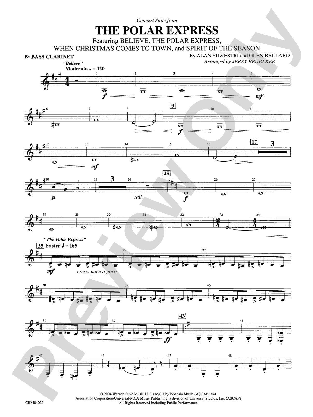 The Polar Express, Concert Suite from: B-flat Bass Clarinet