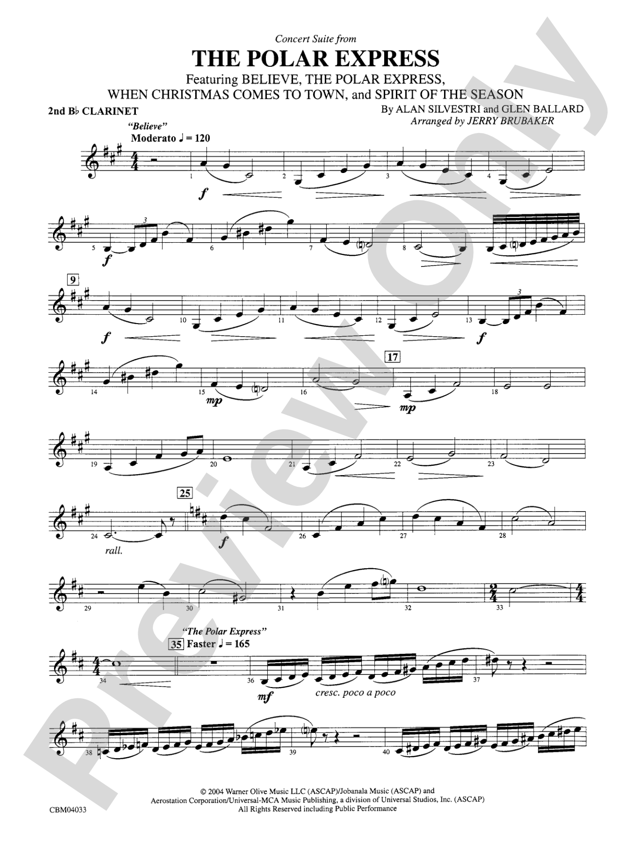 The Polar Express, Concert Suite from: 2nd B-flat Clarinet