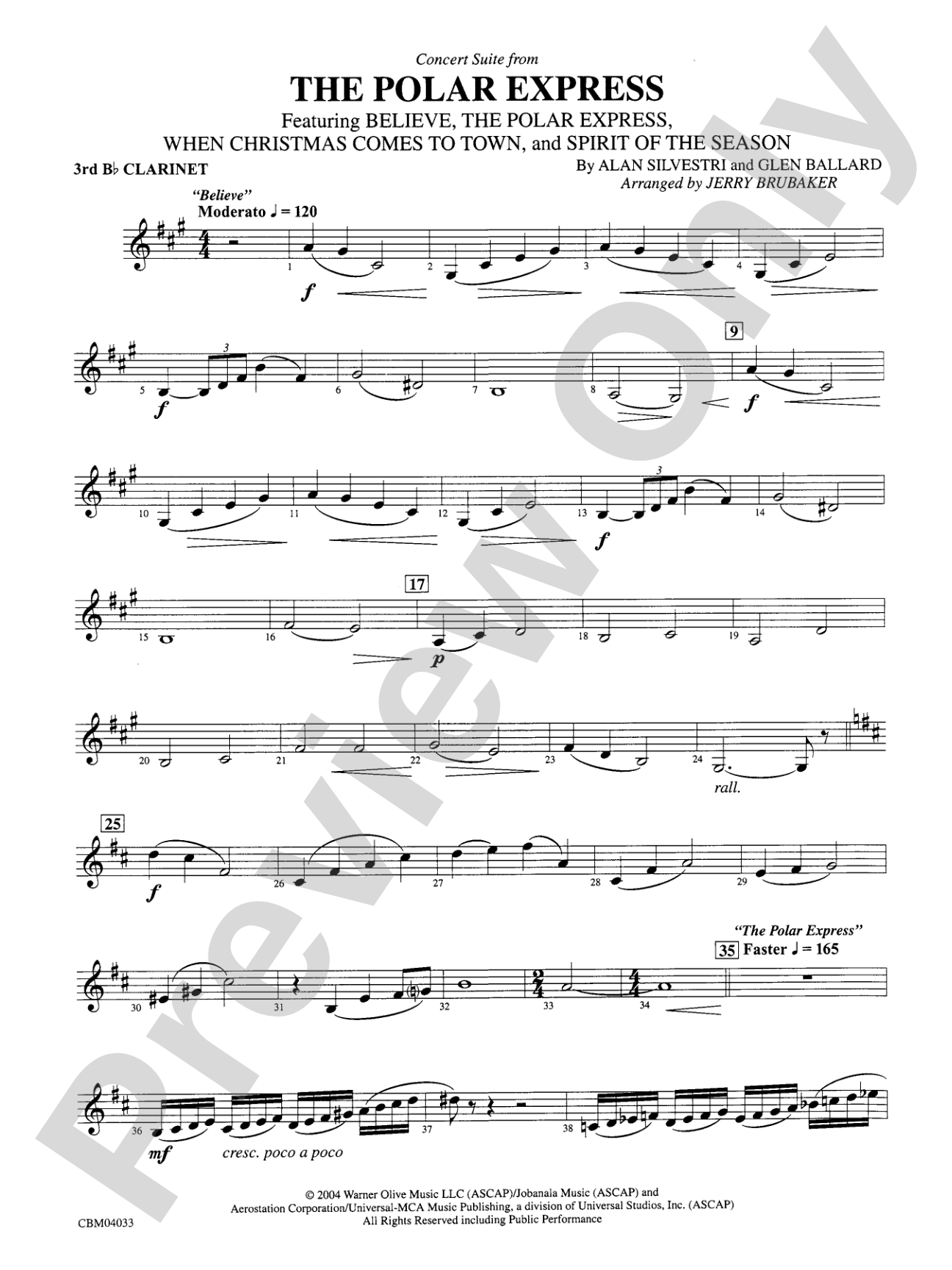 The Polar Express, Concert Suite from: 3rd B-flat Clarinet