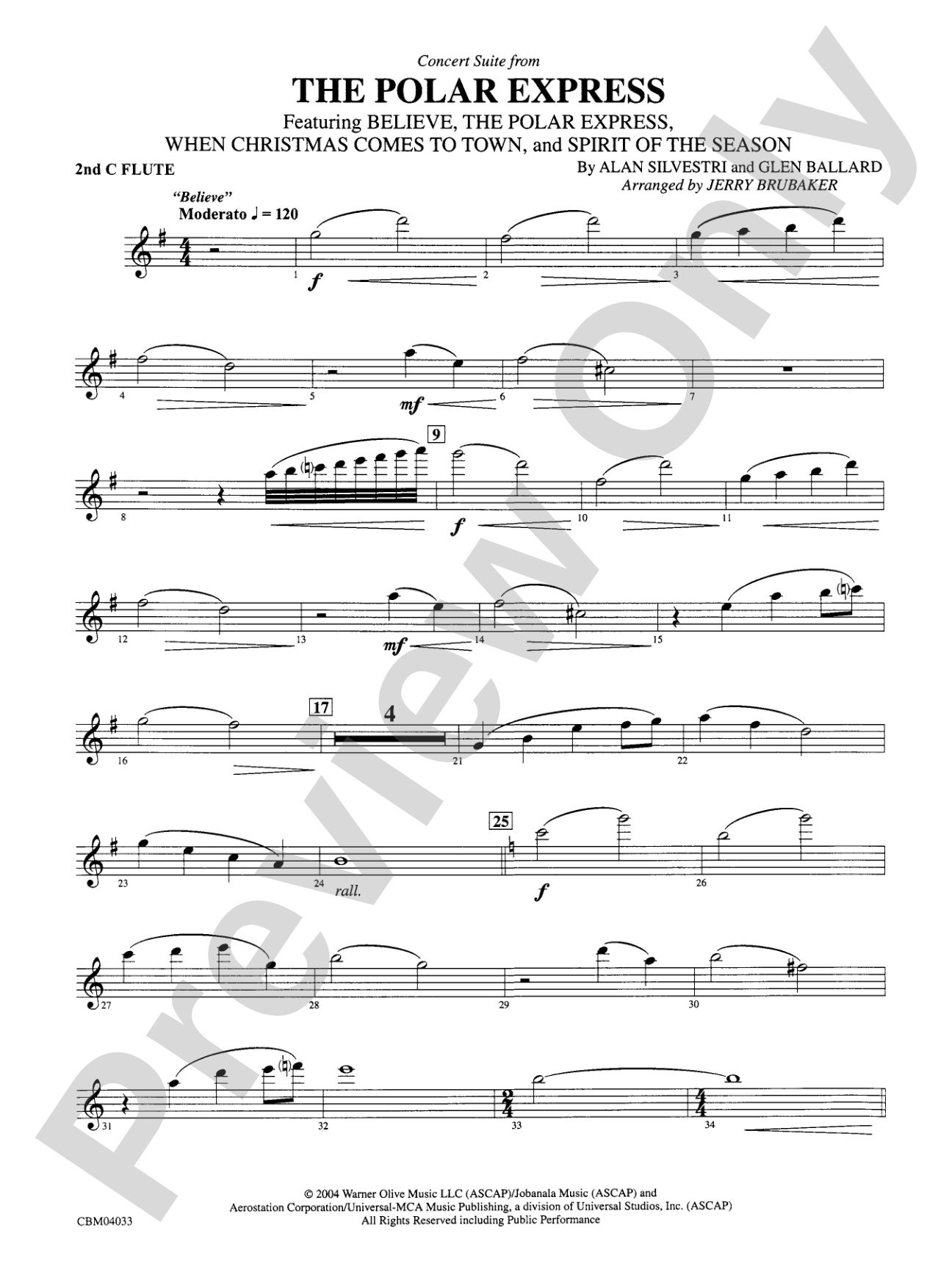 The Polar Express, Concert Suite from: 2nd Flute