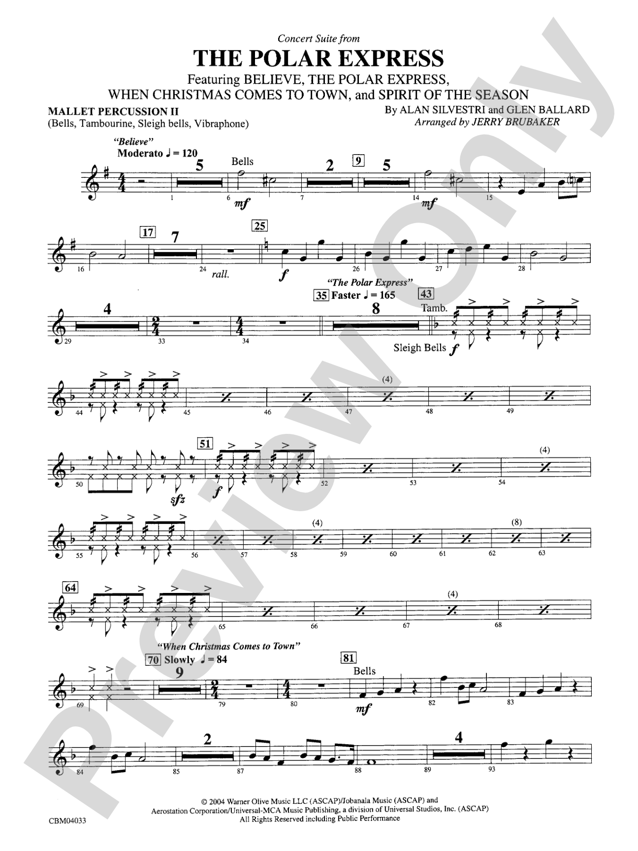 The Polar Express, Concert Suite from: 2nd Mallet Percussion