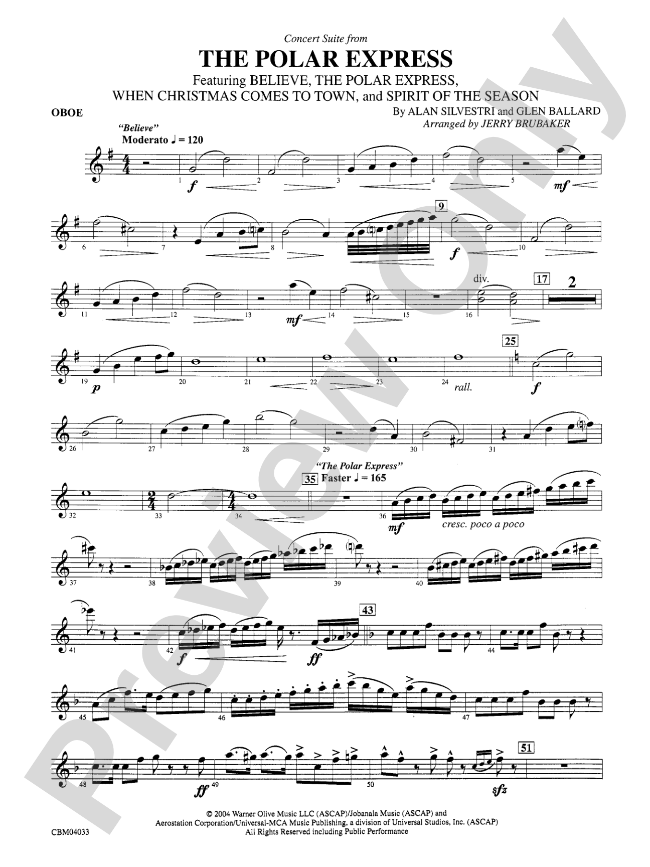 The Polar Express, Concert Suite from: Oboe