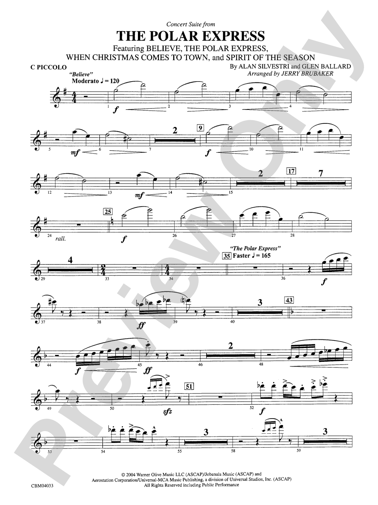 The Polar Express, Concert Suite from: Piccolo