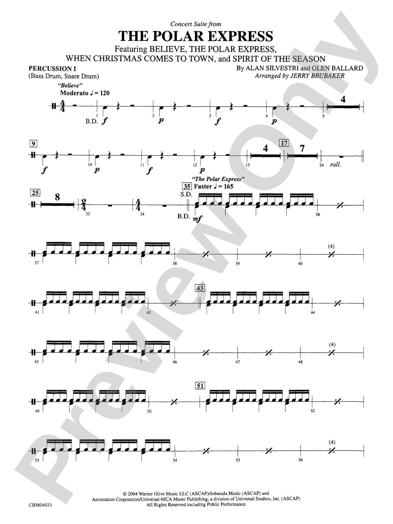 The Polar Express, Concert Suite from: 1st Percussion