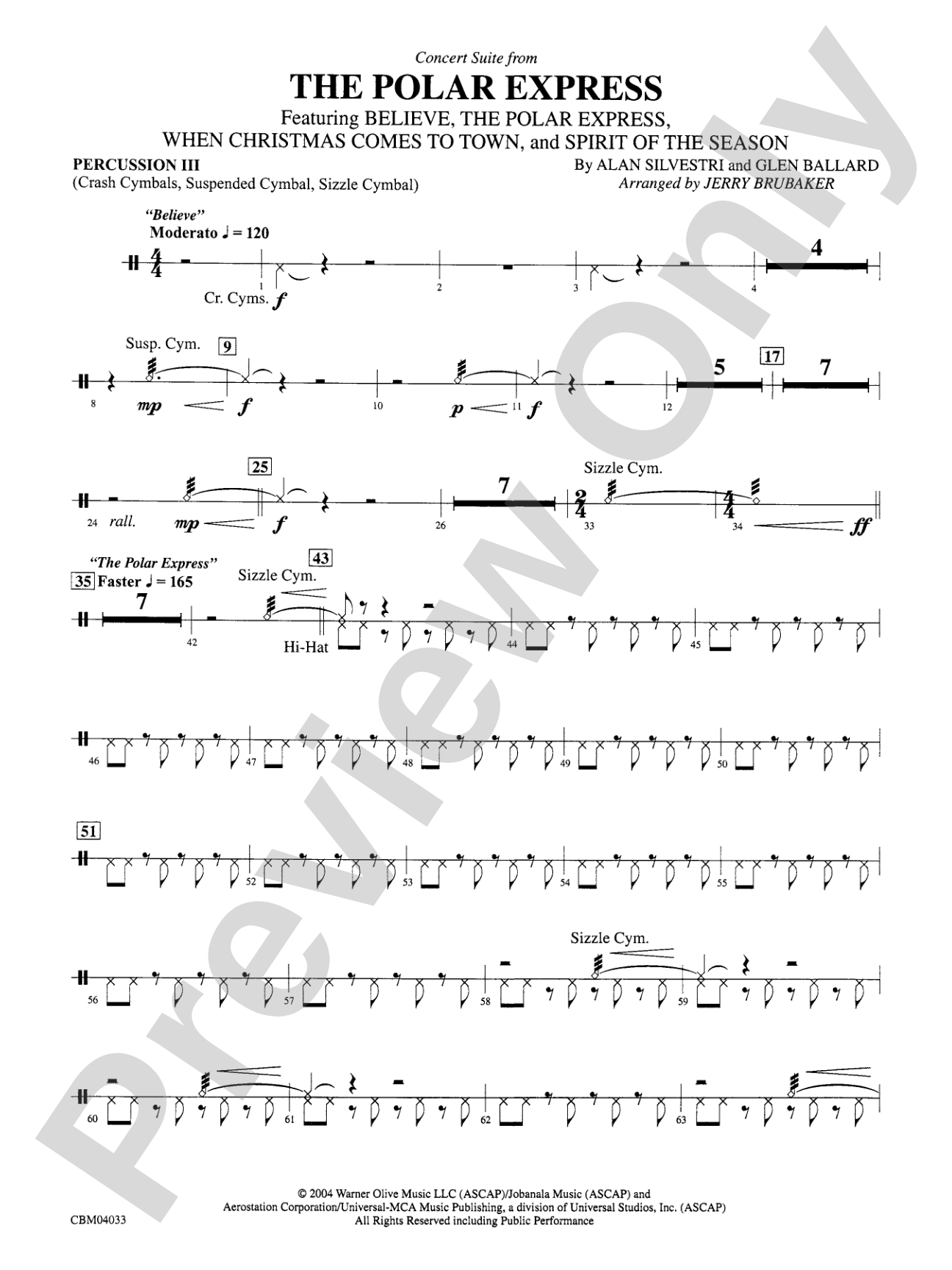 The Polar Express, Concert Suite from: 3rd Percussion