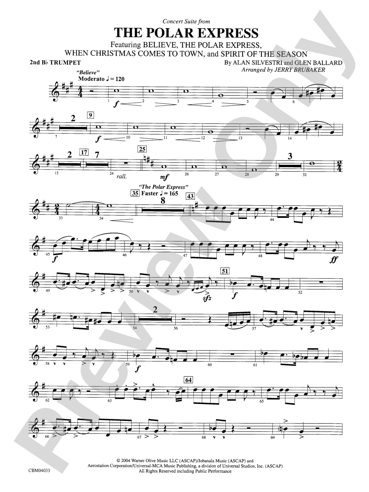The Polar Express, Concert Suite from: 2nd B-flat Trumpet