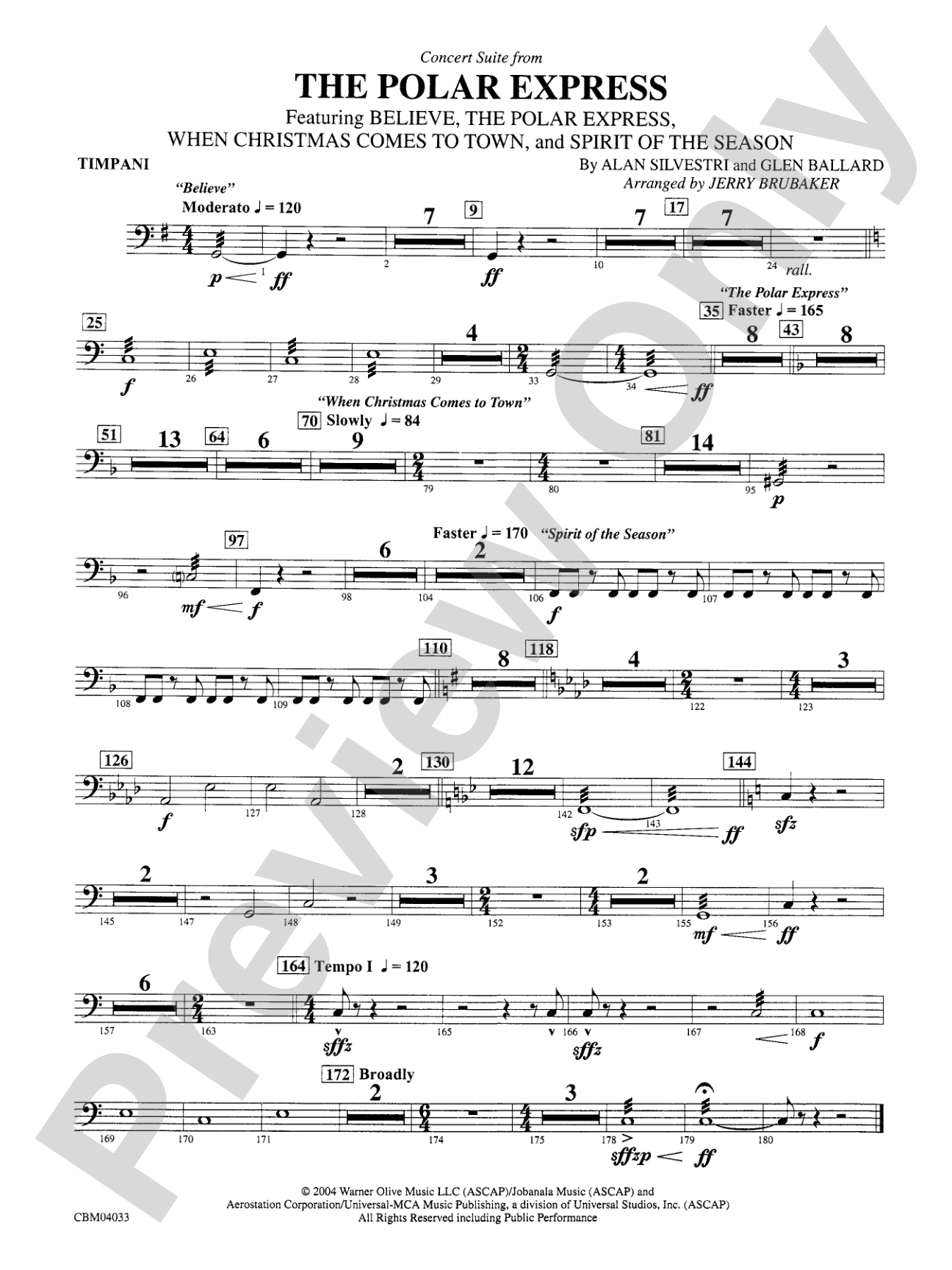 The Polar Express, Concert Suite from: Timpani
