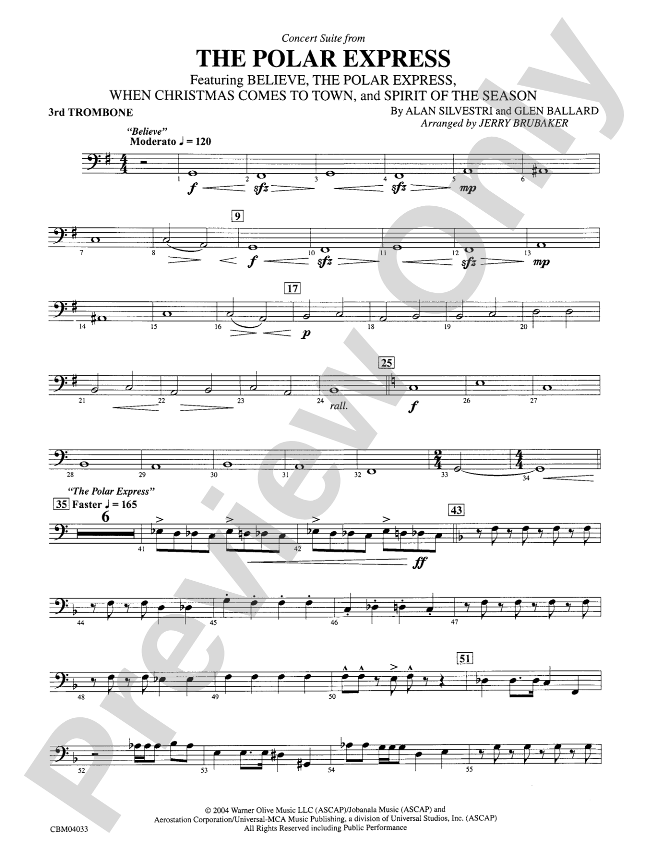 The Polar Express, Concert Suite from: 3rd Trombone