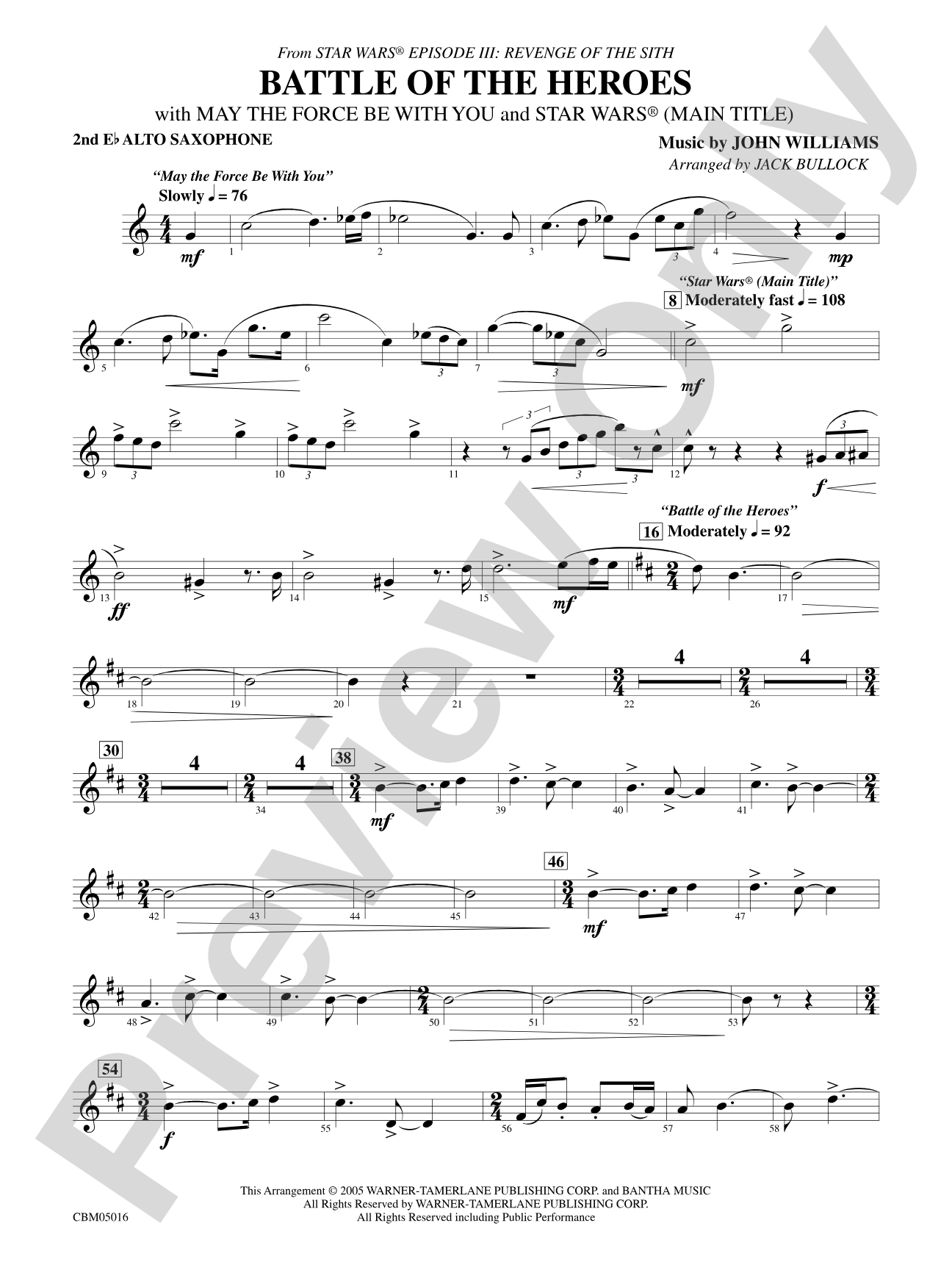 The Battle of the Heroes (from Star Wars®: Episode III Revenge of the Sith): 2nd E-flat Alto Saxophone