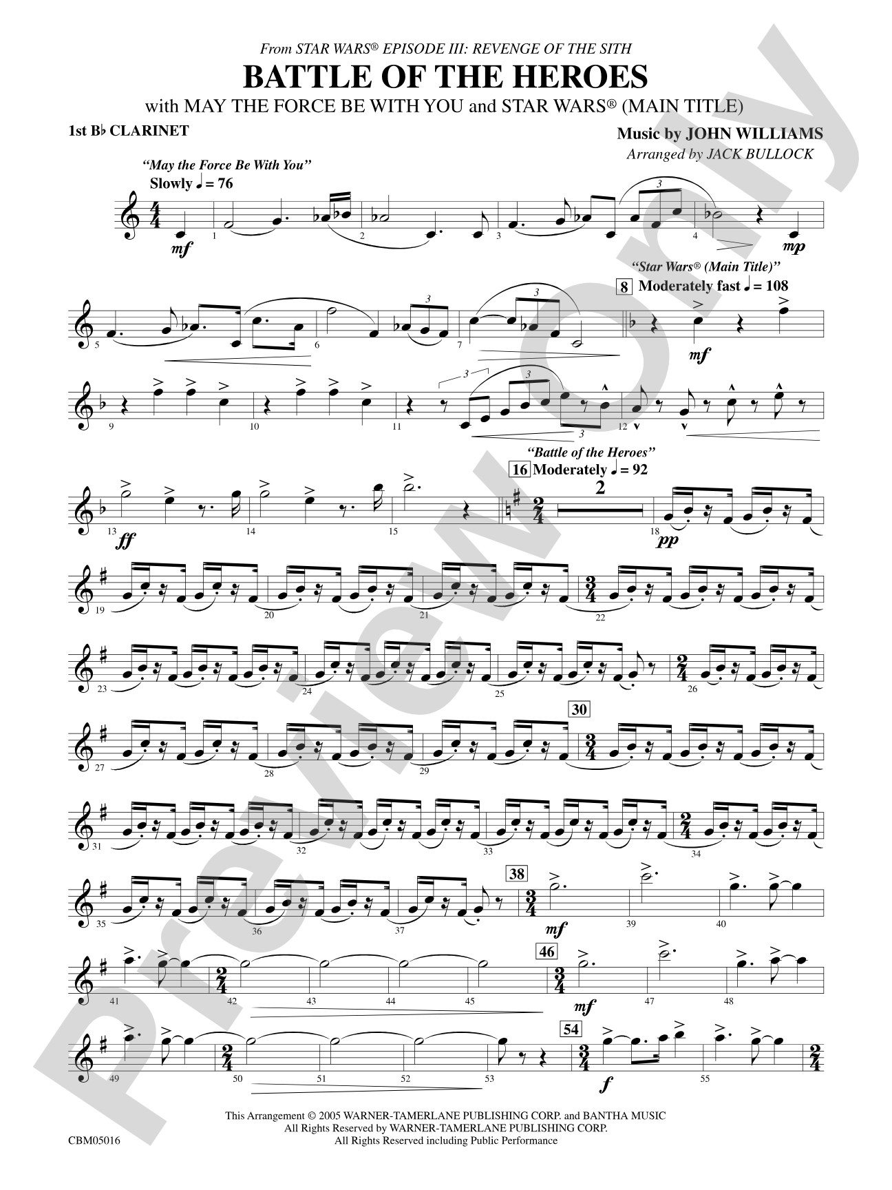 The Battle of the Heroes (from Star Wars®: Episode III Revenge of the Sith): 1st B-flat Clarinet