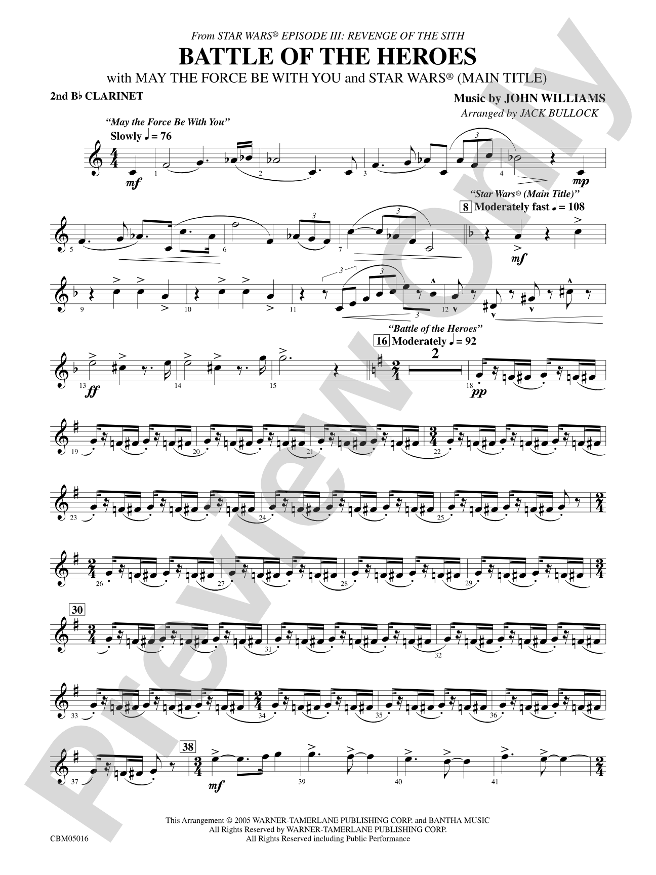 The Battle of the Heroes (from Star Wars®: Episode III Revenge of the Sith): 2nd B-flat Clarinet