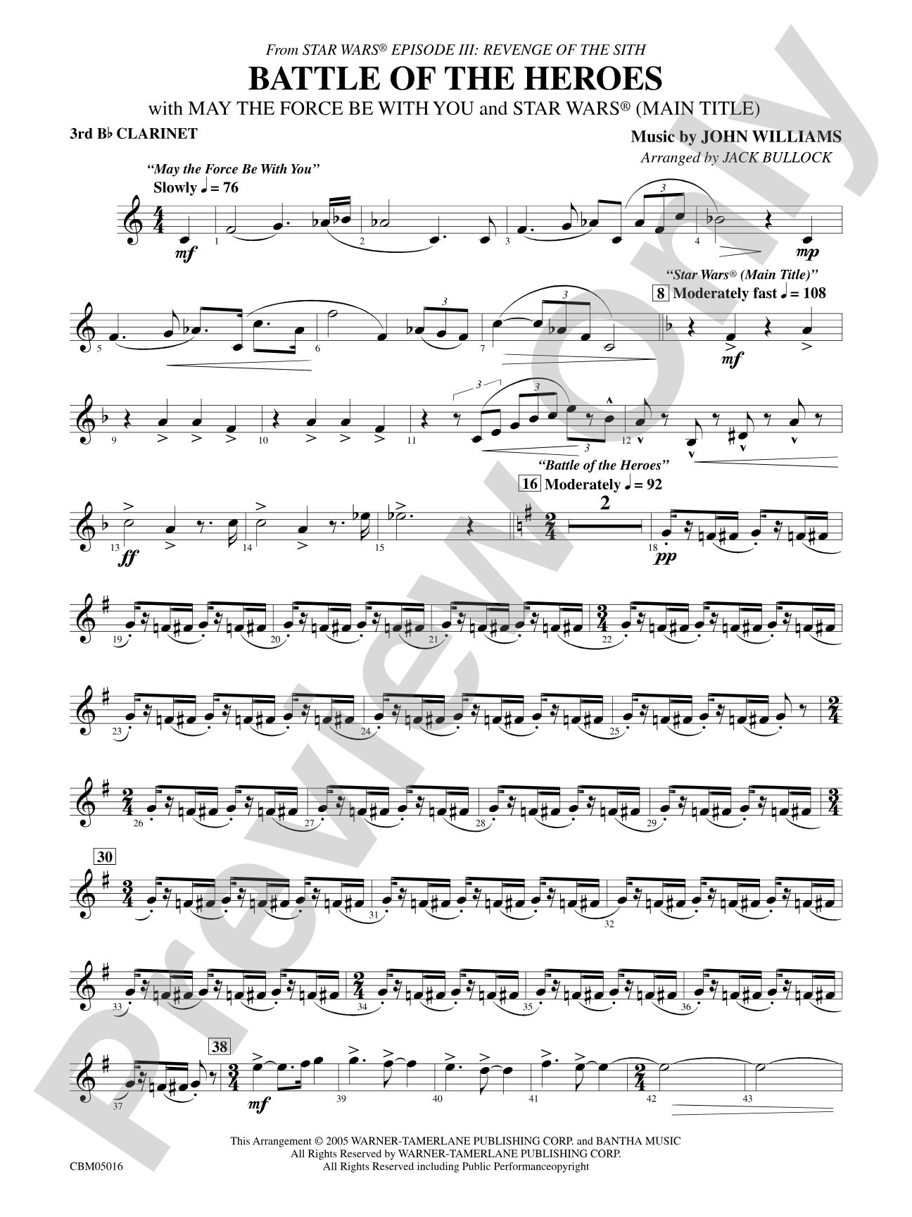 The Battle of the Heroes (from Star Wars®: Episode III Revenge of the Sith): 3rd B-flat Clarinet