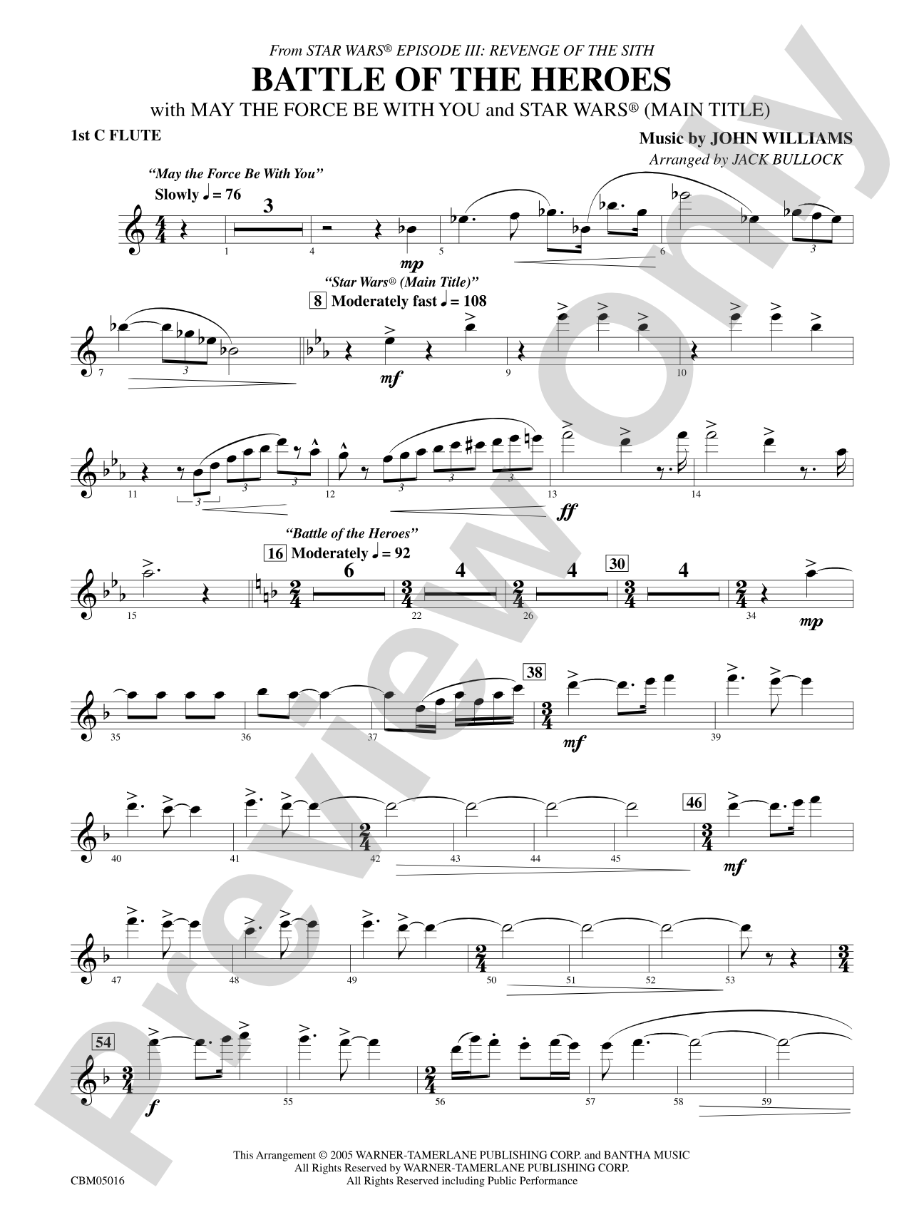 The Battle of the Heroes (from Star Wars®: Episode III Revenge of the Sith): Flute