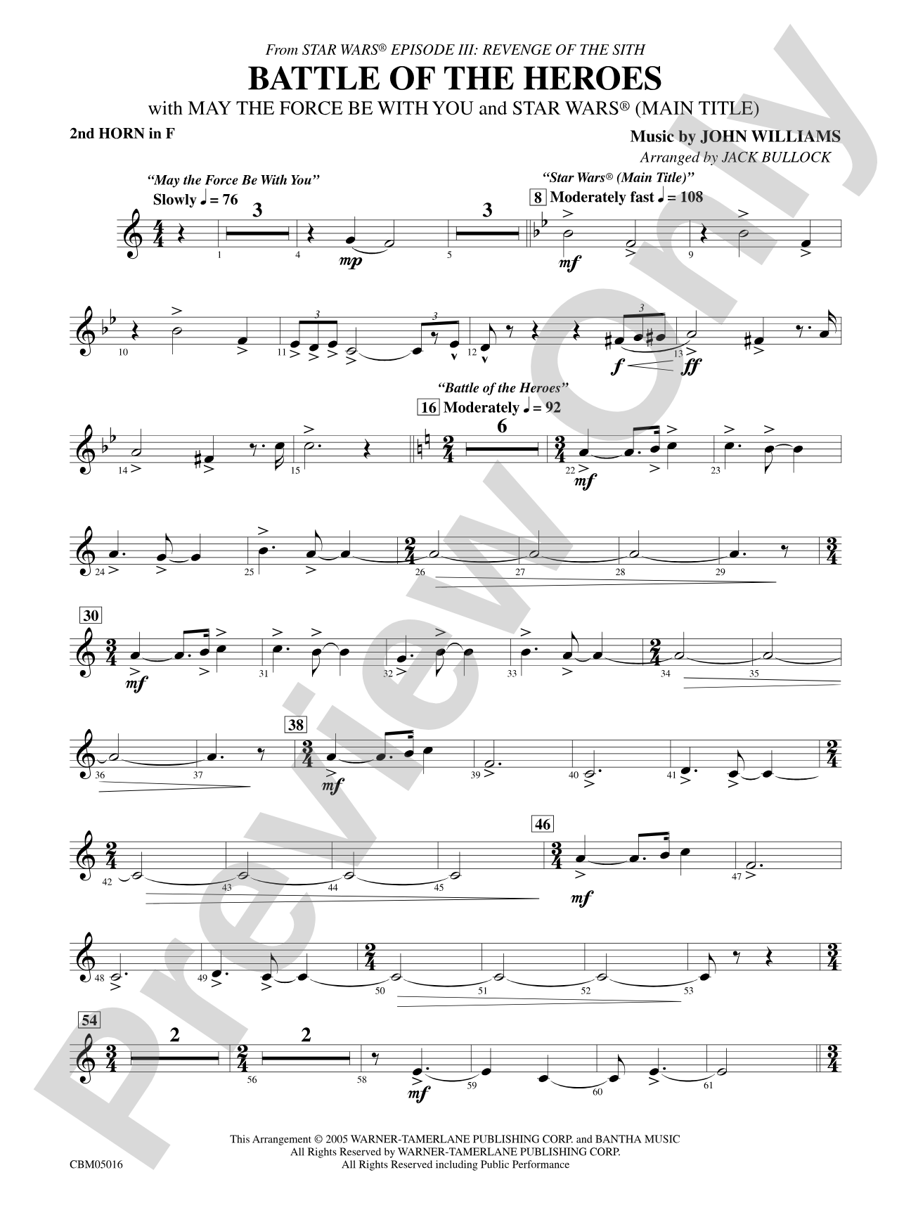 The Battle of the Heroes (from Star Wars®: Episode III Revenge of the Sith): 2nd F Horn