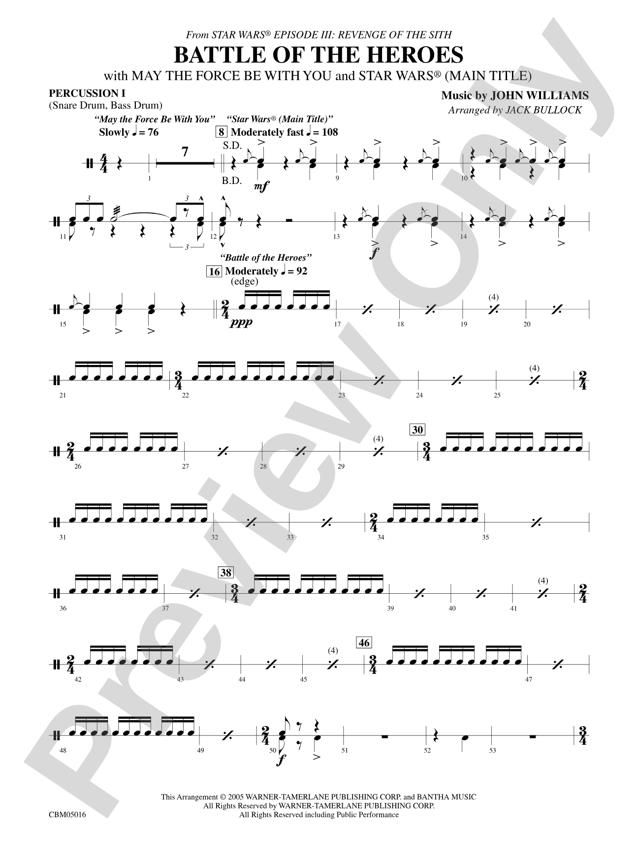 The Battle of the Heroes (from Star Wars®: Episode III Revenge of the Sith): 1st Percussion