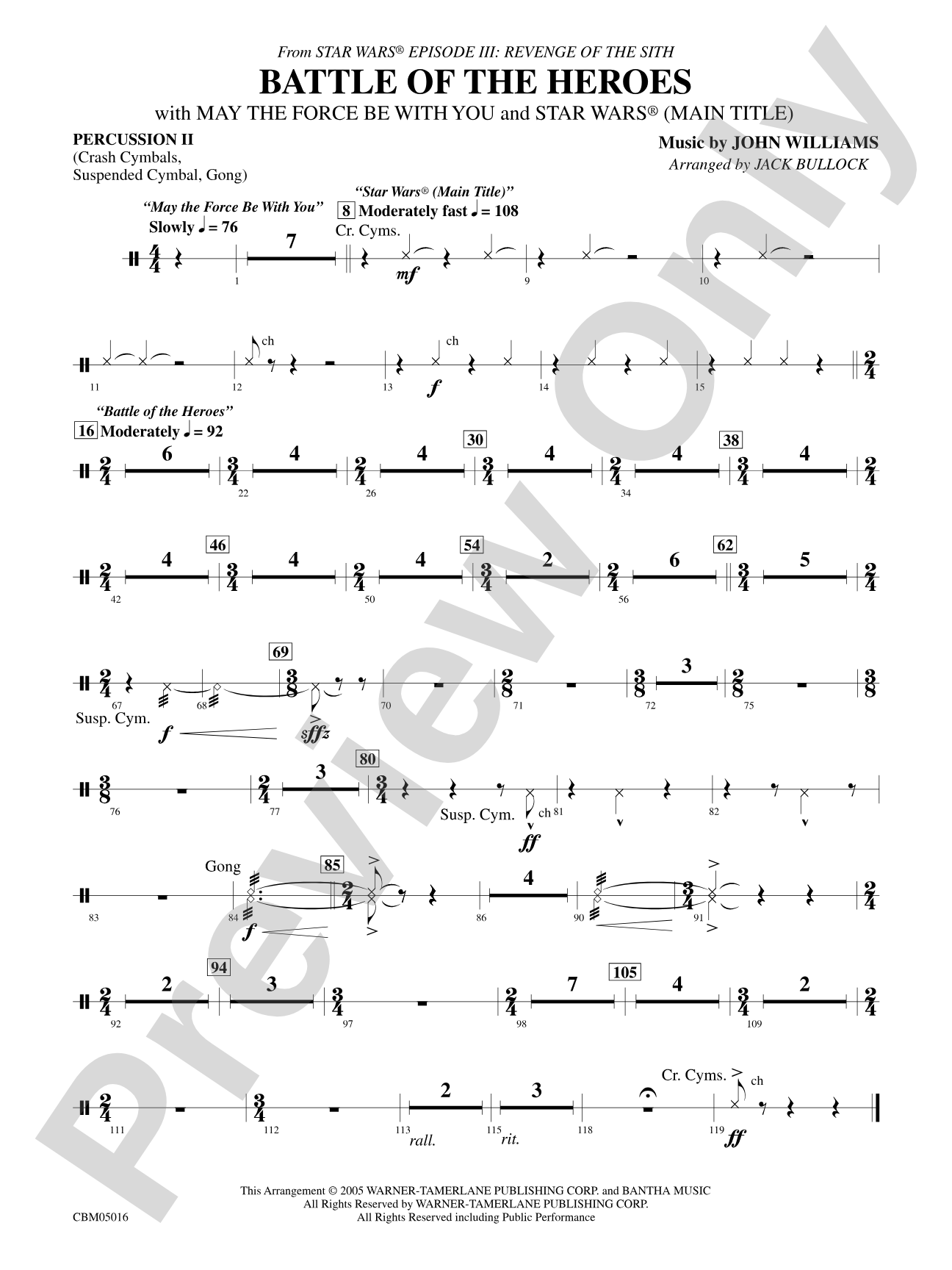 The Battle of the Heroes (from Star Wars®: Episode III Revenge of the Sith): 2nd Percussion