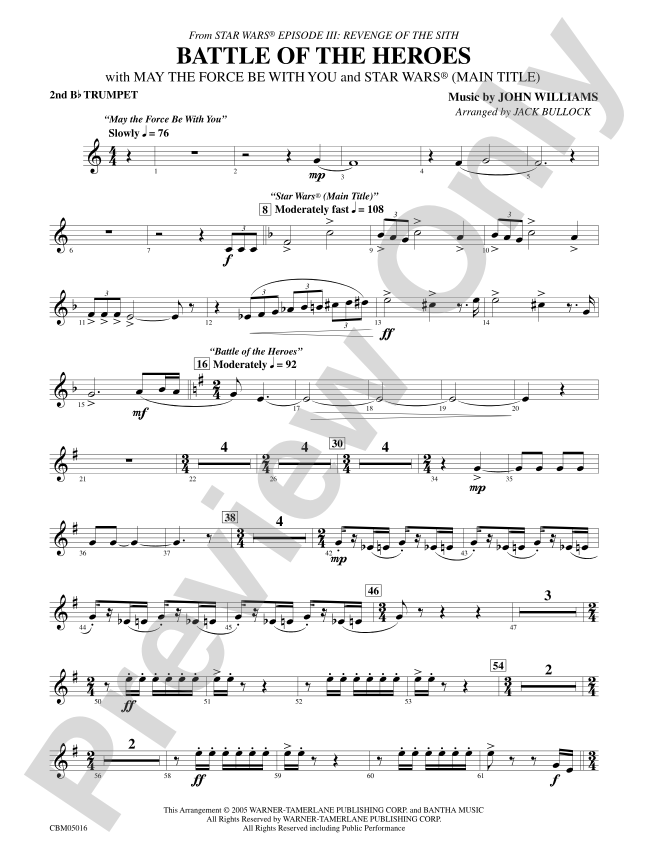 The Battle of the Heroes (from Star Wars®: Episode III Revenge of the Sith): 2nd B-flat Trumpet