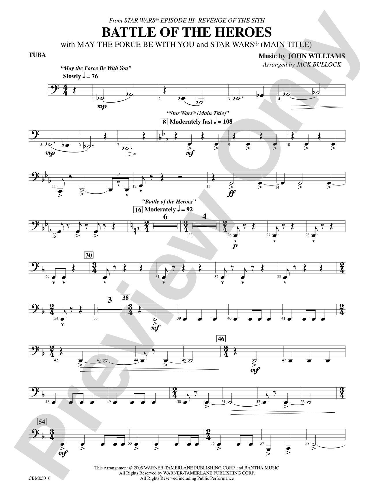 The Battle of the Heroes (from Star Wars®: Episode III Revenge of the Sith): Tuba
